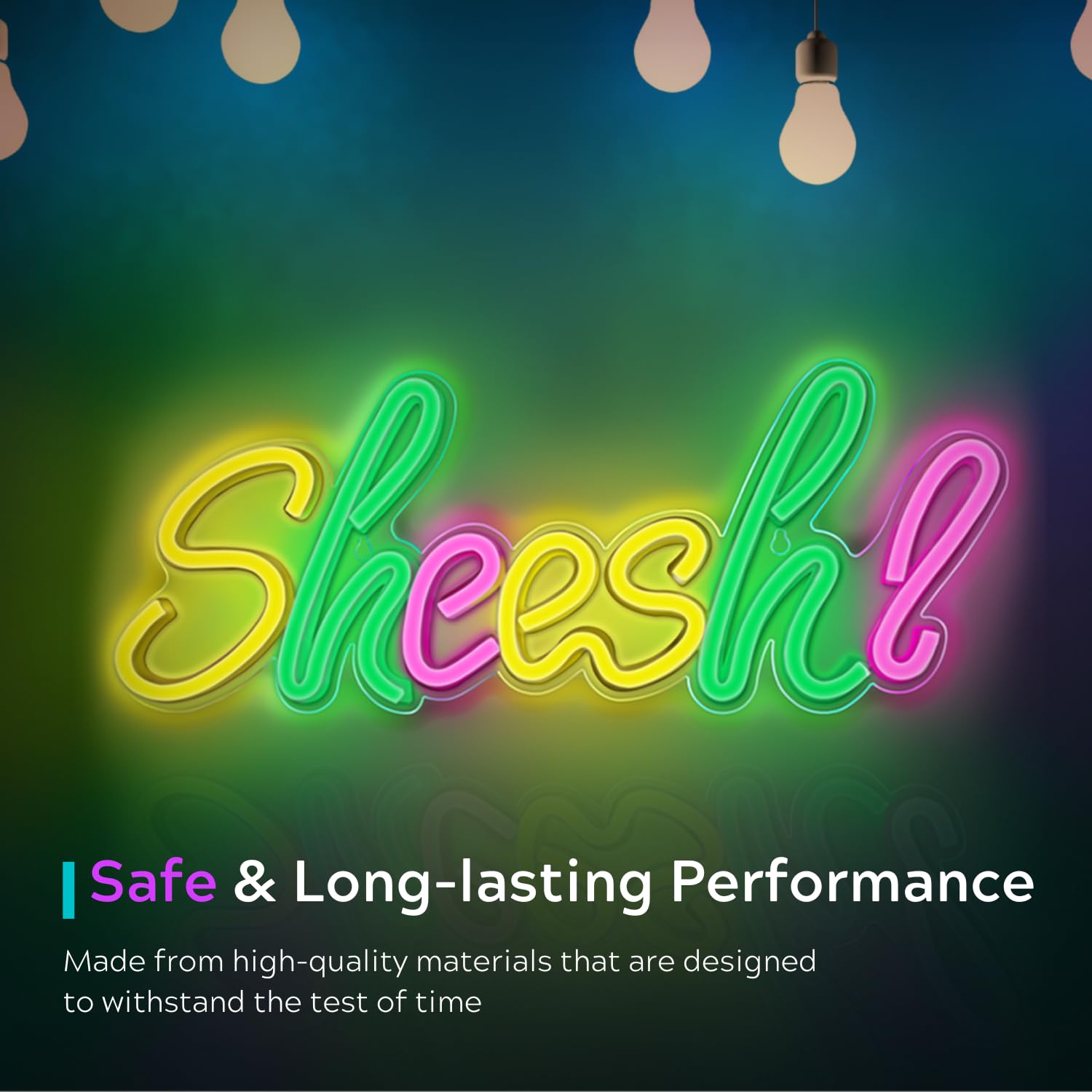 Sheesh Neon Sign - Multi Color LED Neon Light - Tiktok Meme Gaming Room Setup - USB Powered Wall Decor For Bedroom, Livingroom,