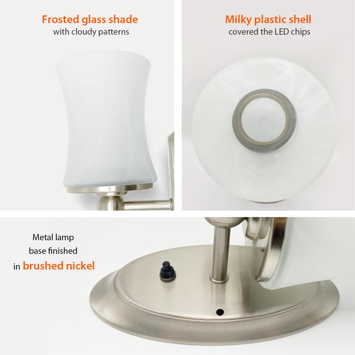 Dream Lighting RV LED Wall Sconce, 12V, Glass Lampshade, Warm White, Coated Steel, H:10in - Model 0018111W