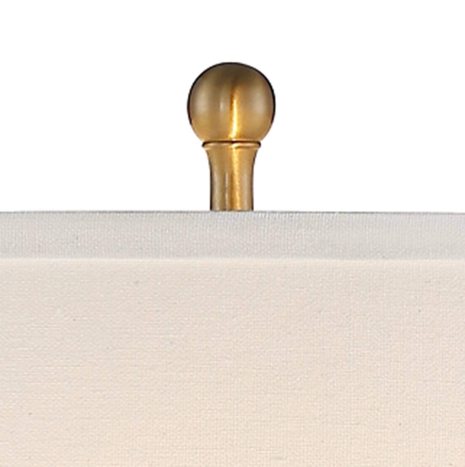 Vienna Full Spectrum Rolland Table Lamp With Table Top Dimmer 30'' Tall Antique Brass Crystal Column Off White Tapered Drum Shad