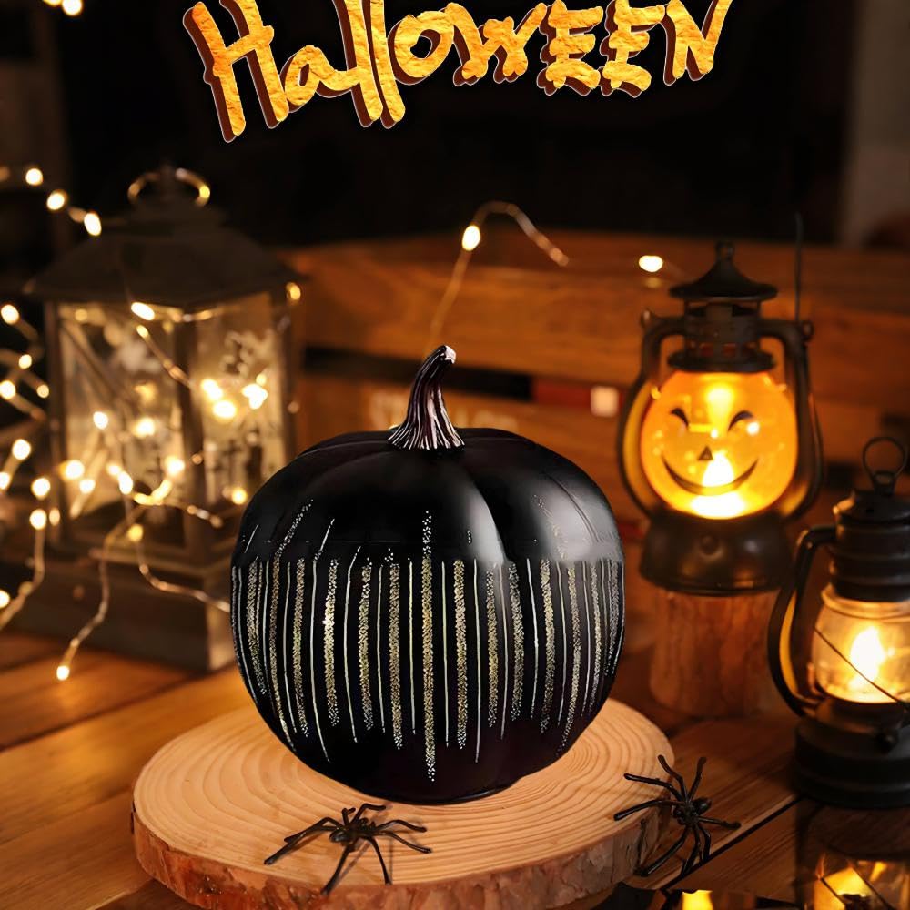 Starry Night Pumpkins, Cherishous Twinkle LED Light Pumpkins, Halloween Pumpkin Night Light, One-Button Control for Bedroom, Hal