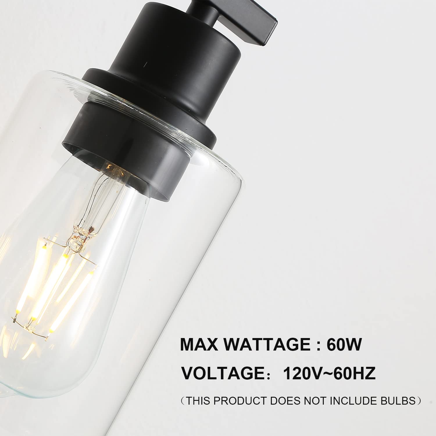 Filimitiy Bathroom Vanity Light Fixtures, 3-Light Matte Black Bathroom Lights, Wall Sconces With Clear Glass Shade For Hallway F