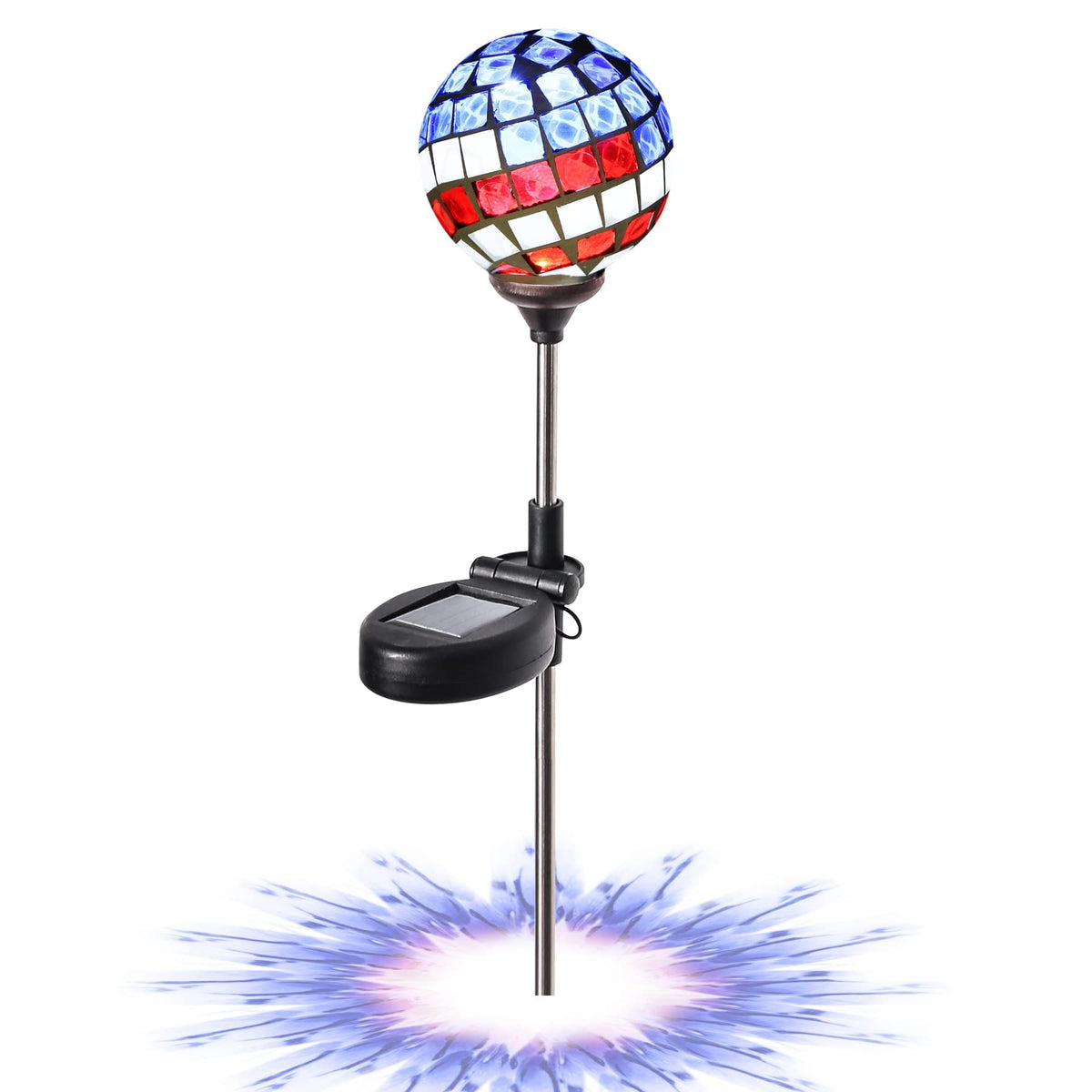 Wnp Solar Powered Mosaic Globe Garden Light - 4Th Of July Decorative Stake For Outdoor Decor