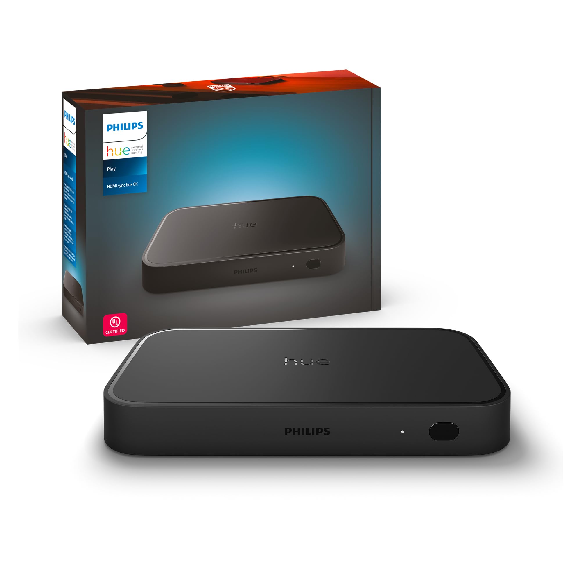 Philips Hue Play HDMI Sync Box 8K, Syncs up to 10 Hue Lights with Video Games, Movies, and Music, Requires Hue Bridge, Supports 