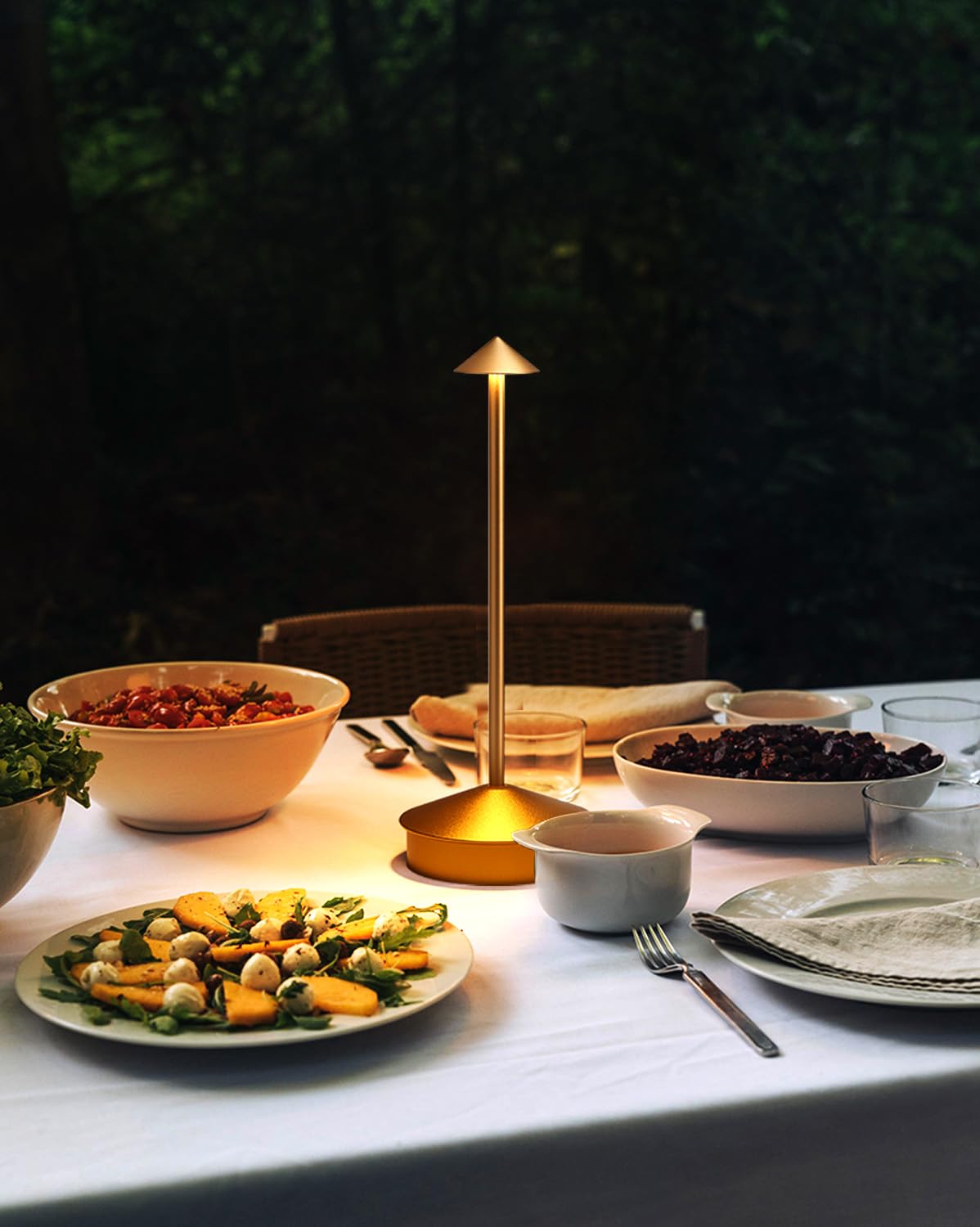 Simisand Cordless Table Lamp Set of 2, LED, 6000mAh Battery, 11.42x3.94x1.77in, Gold, Model 1809