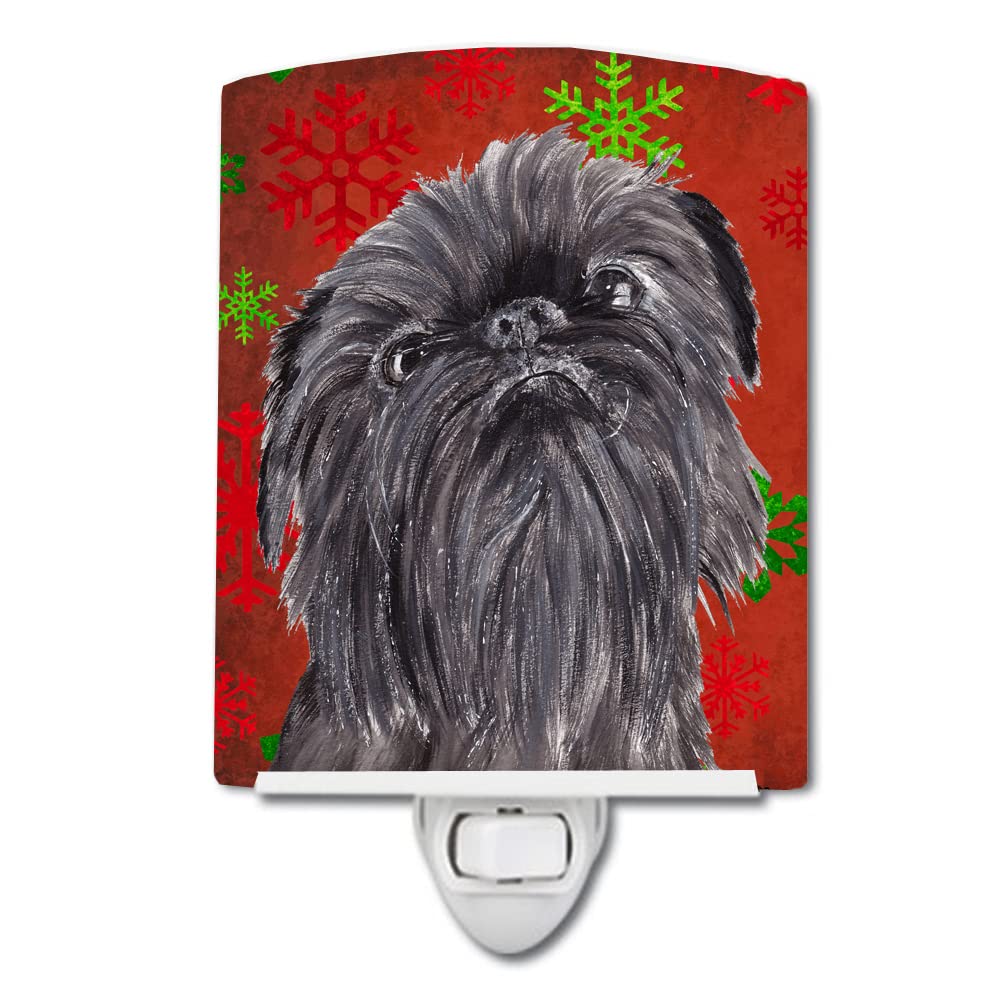 Carolines Treasures Ceramic Night Light, Brussels Griffon, Red Snowflakes, 6x4x3in, UL-Certified, Multicolor, Model SC9587CNL