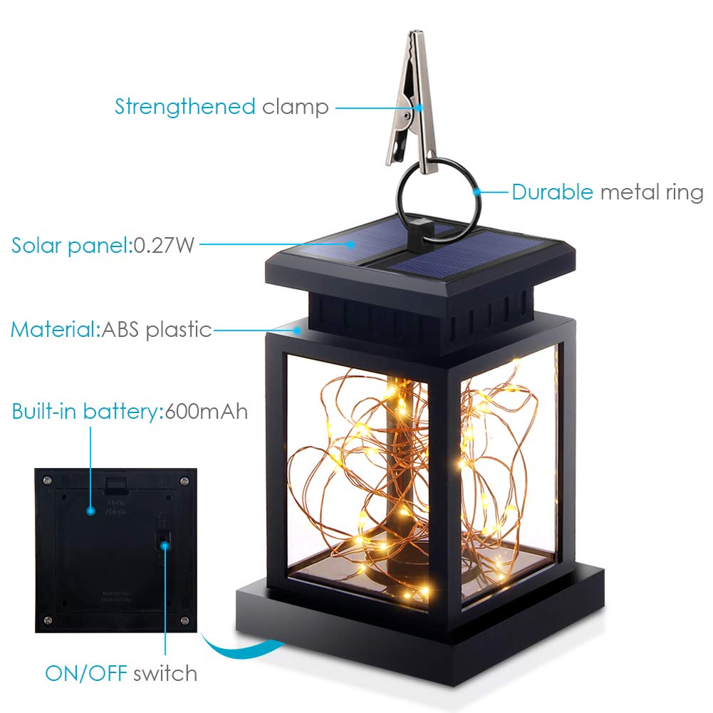SHANNA Hanging Solar Lights, Warm White Outdoor Lanterns, 2PCS, ABS Material, Dusk to Dawn Auto On/Off for Garden Patio Yard