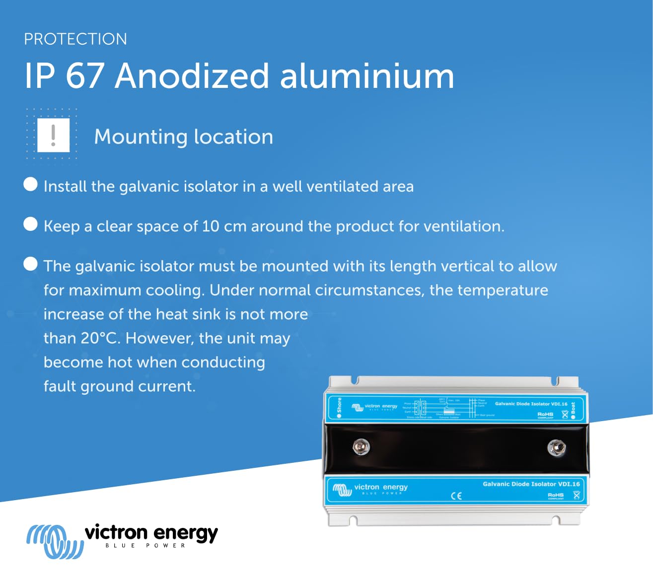 Victron Energy Galvanic Isolator VDI-16 Amp, Standard Size, Blue, Plastic Material