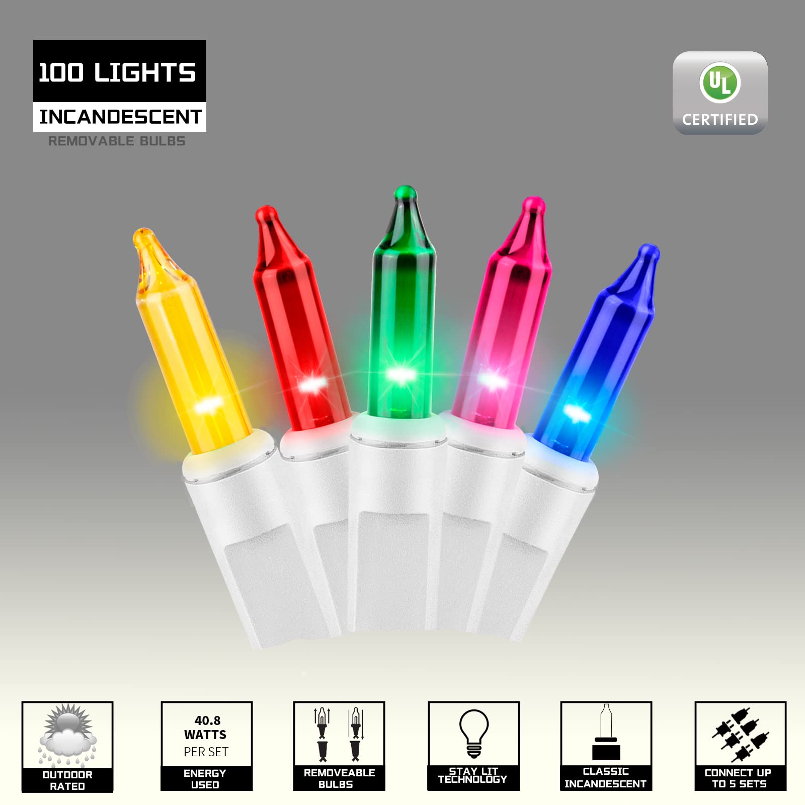 JUSTPRO Multi Easter Mini String Lights - 100 Count, Waterproof, White Wire, Multi-Colored for Holiday Decoration, Model f044db56