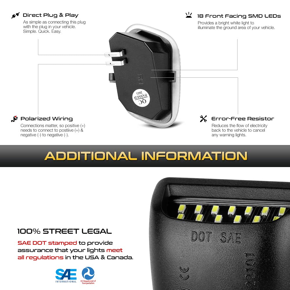 [Diamond White High-Power Led] For Ford F150 F250 F350 F450 Superduty Pickup Side Towing Mirror Under Puddle Light Ground Welcome Lamp Replacement, Driver & Passenger Side