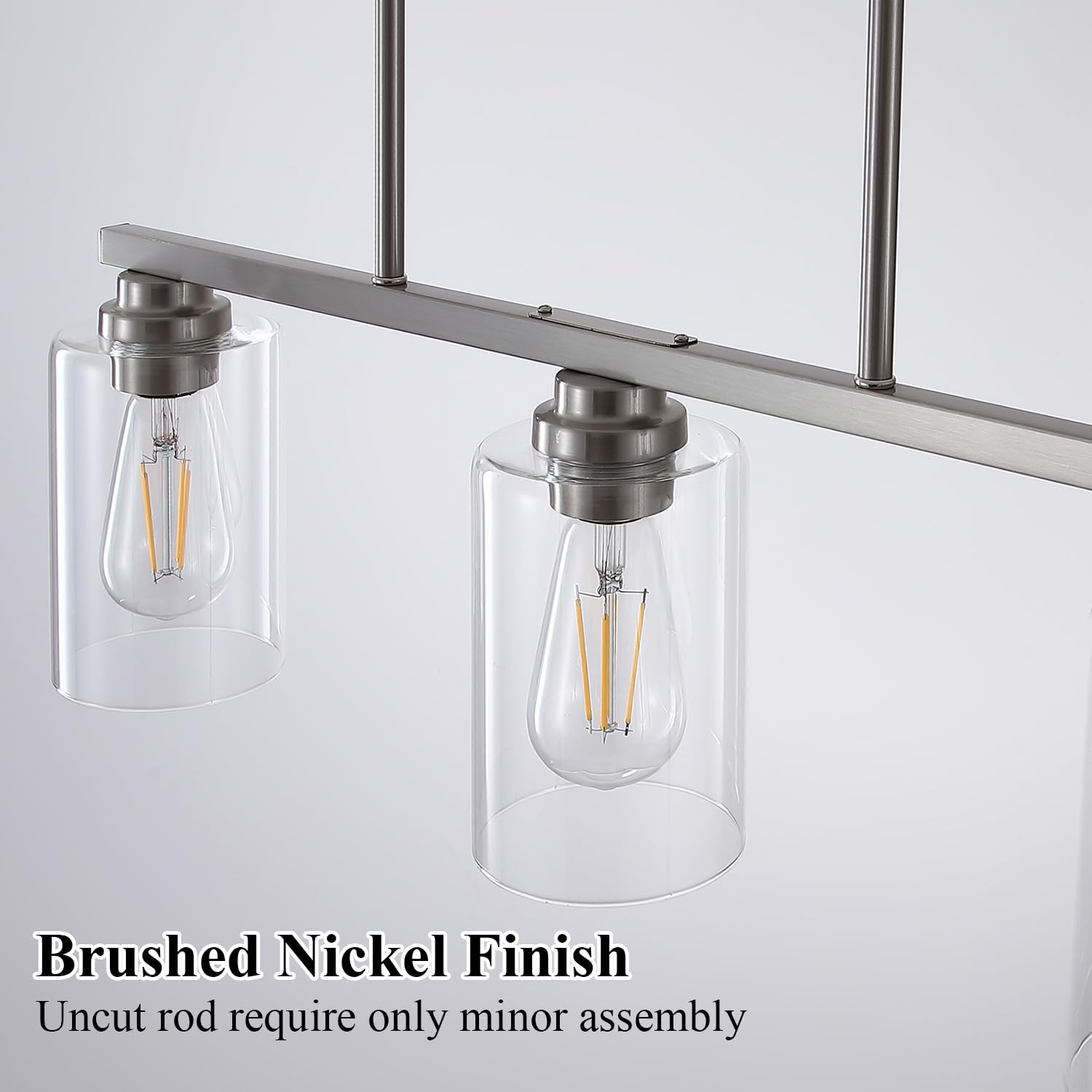 Mecgirn Island Light For Kitchen  Brushed Nickel Dining Room Light Fixture Over Table  3-Light Linear Chandelier Pendant Lighting For Dining Table Kitchen Island Living Room