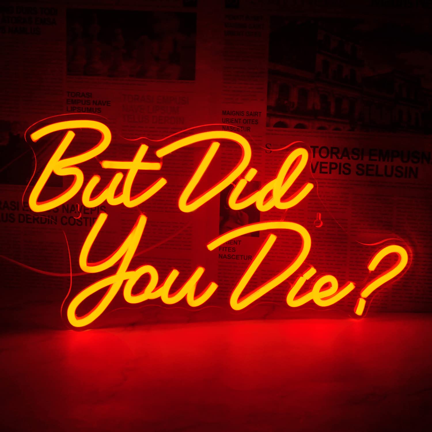 Horseneon Neon Wall Sign, Red LED Light for Room Decor, USB Powered, Model But Die You Die-1191
