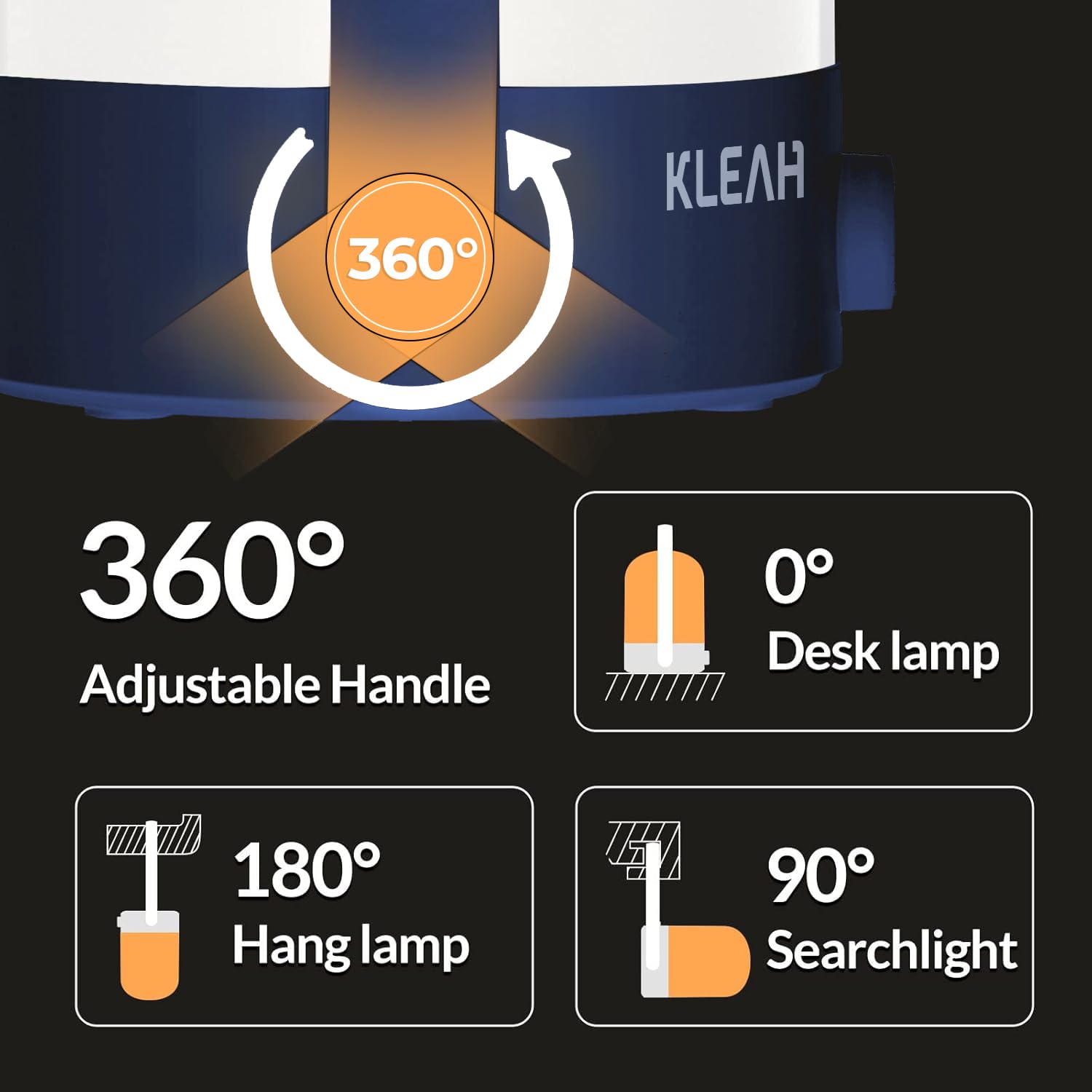 KLEAH Portable Cordless Lantern Table Lamp, 50hrs Rechargeable, 360° Handle, Blue, Model KN-L6230LA