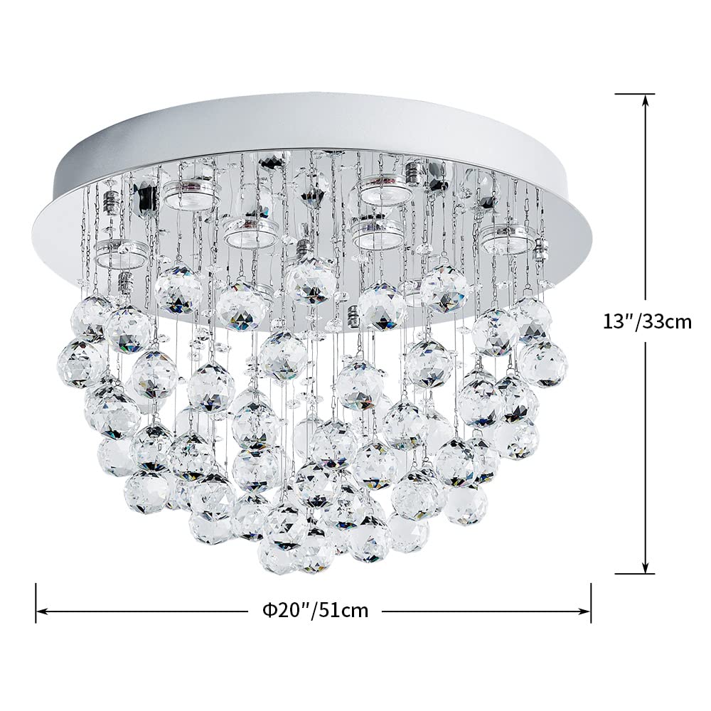 SM Saint Mossi 6-Lights Modern Chandelier, K9 Crystal, H13" x D20", Clear Crystal & Chrome Canopy, Model SM-DY-1711045