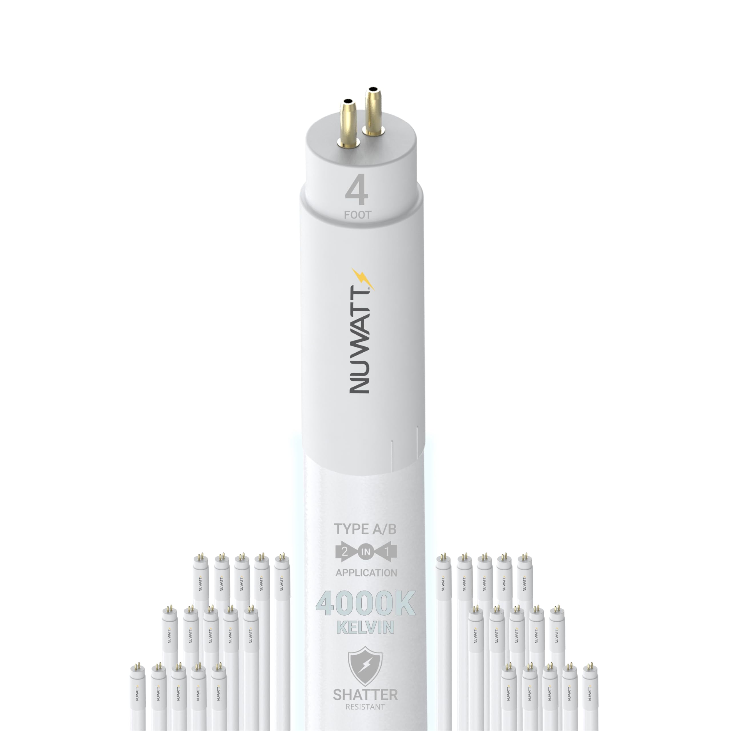 NUWATT 30 Pack, 4FT T5 LED Tube Lights, Type A&B, Hybrid T5 Bulbs 4000K Cool White, High Output 3200LM, 24W, Plug & Play or Ball