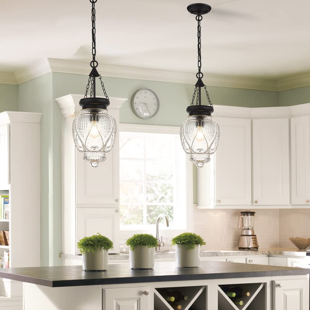 Black Pendant Lights Kitchen Island, Glass Vintage Kitchen Island Lighting, Pendant Lighting Over Sink, Farmhouse Pendant Light