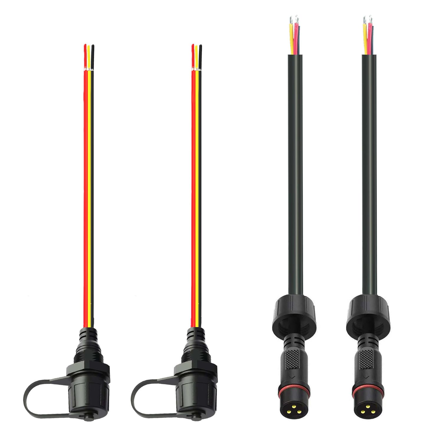NEWNEWLIU 3Pin Waterproof Connector,3 Wire Male Female Plug LED Connector with 16AWG M16 Waterproof Cover Extension Cable with T