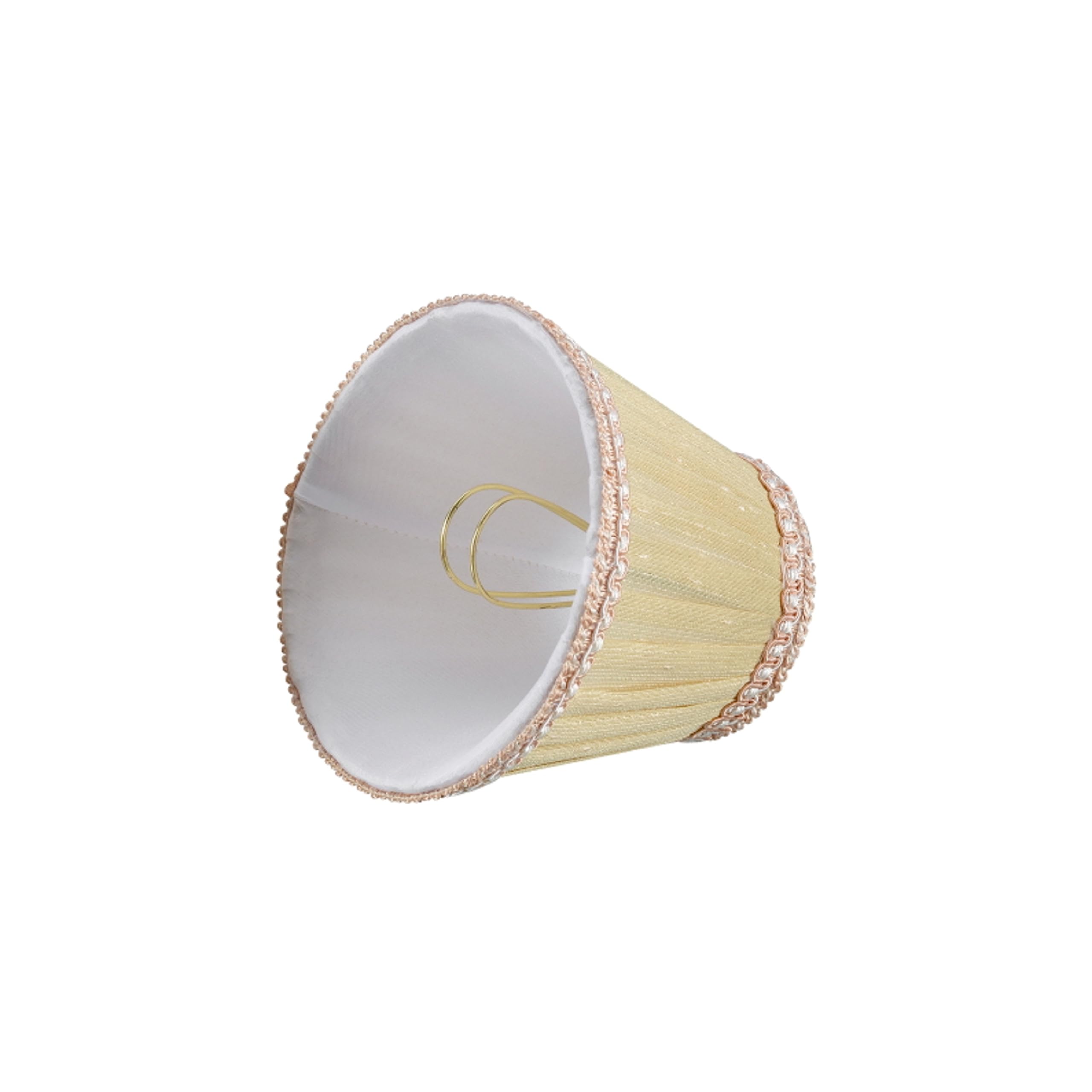 Aspen Creative 33002-2B Small Pleated Empire Shape Chandelier Clip-On Lamp Shade, Gold, 3'' Top X 5'' Bottom X 4'' Slant, 2 Pack