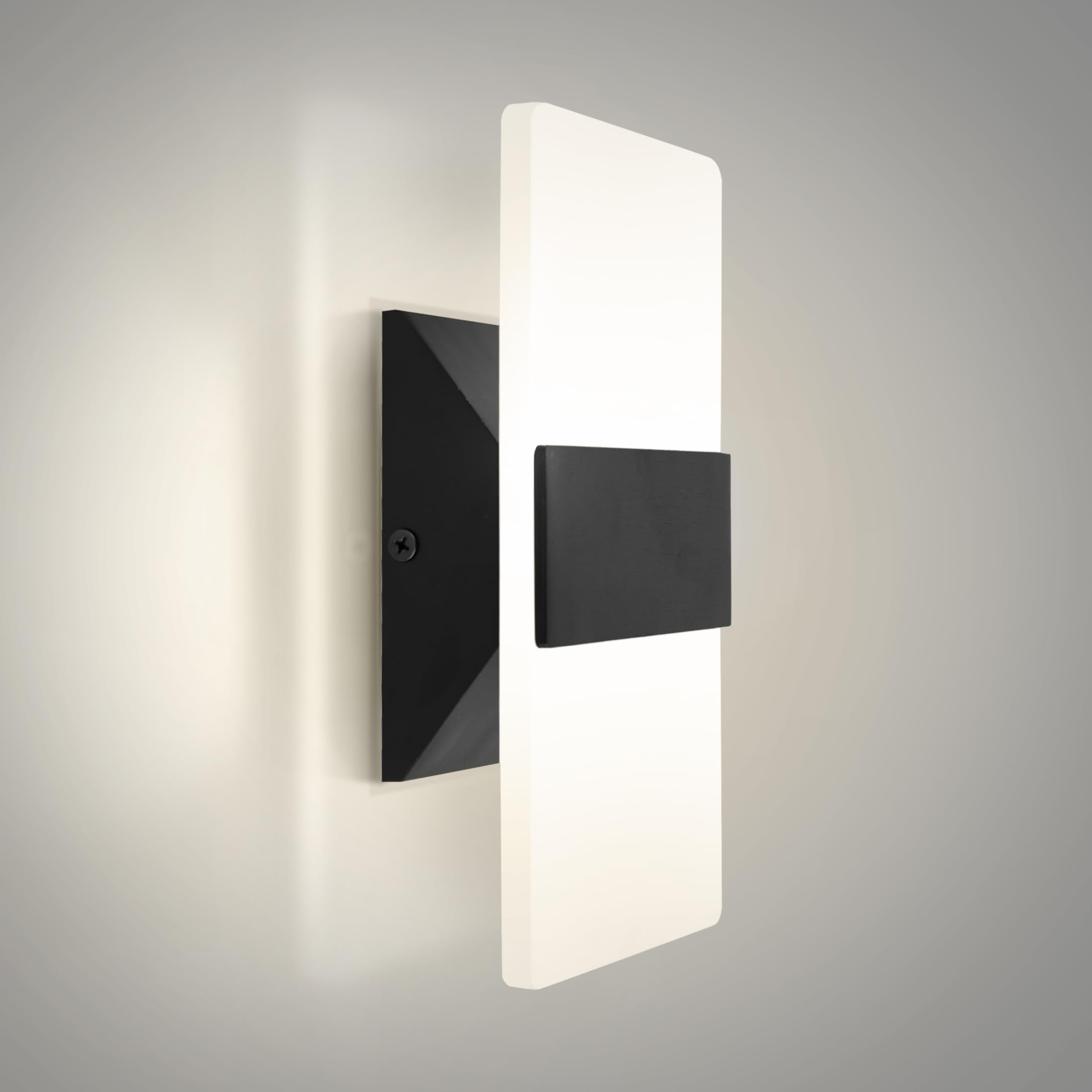 ASD LED Indoor Wall Sconce, Adjustable Dimmable 10W, 8 Inch, Matte Black, Model A-LWS12-8D10AC-BK, Acrylic Glass