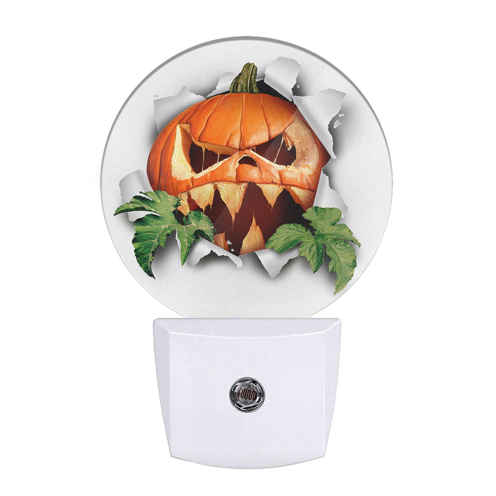 Uanvaha Scary Pumpkin Plug in Night Light Fall Harvest Funny Pumpkin Night Lamp Auto On/Off Dusk to Dawn Nightlights for Home Be
