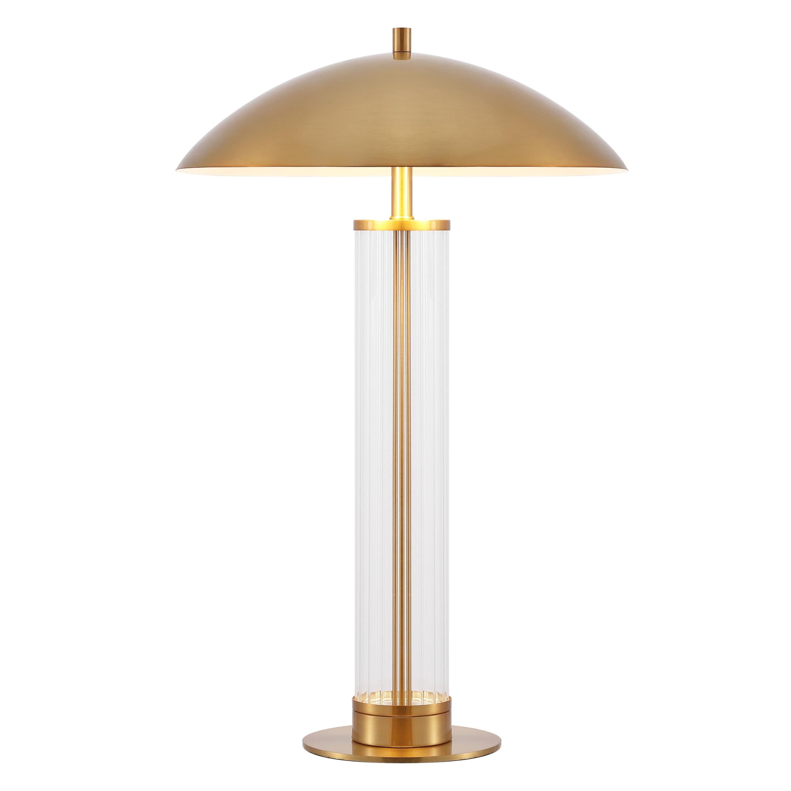 SAFAVIEH Lighting Collection - Tylar Brass Metal & Glass 24 Inch Table Lamp with Dome Shade and Bulb Included, Modern Accent Lig