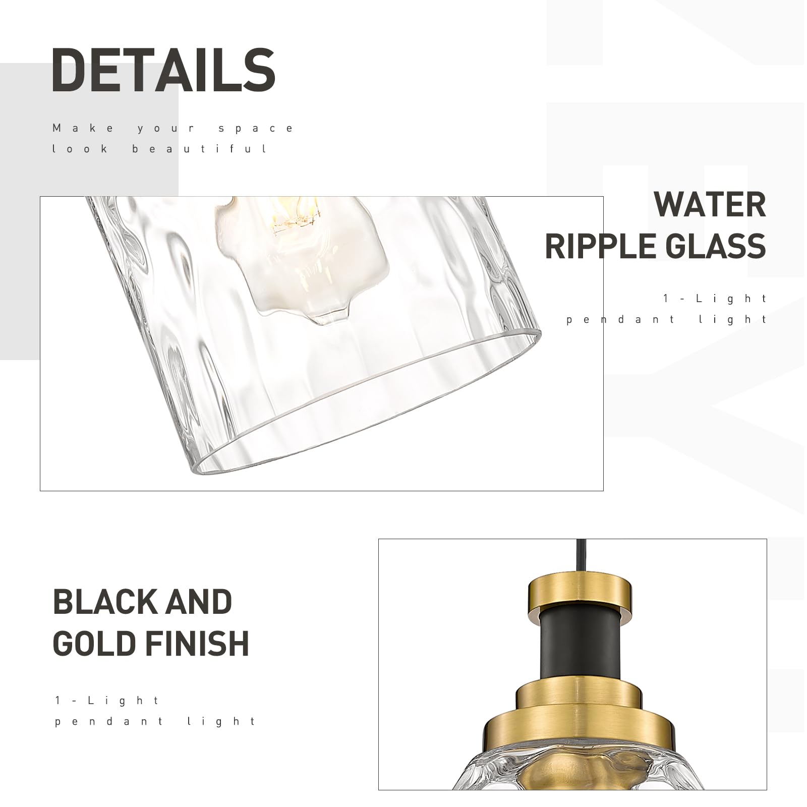 Zeyu Glass Pendant Lights Kitchen Island, Kitchen Pendant Lighting Over Island With Water Ripple Glass, Modern Mini Hanging Ligh