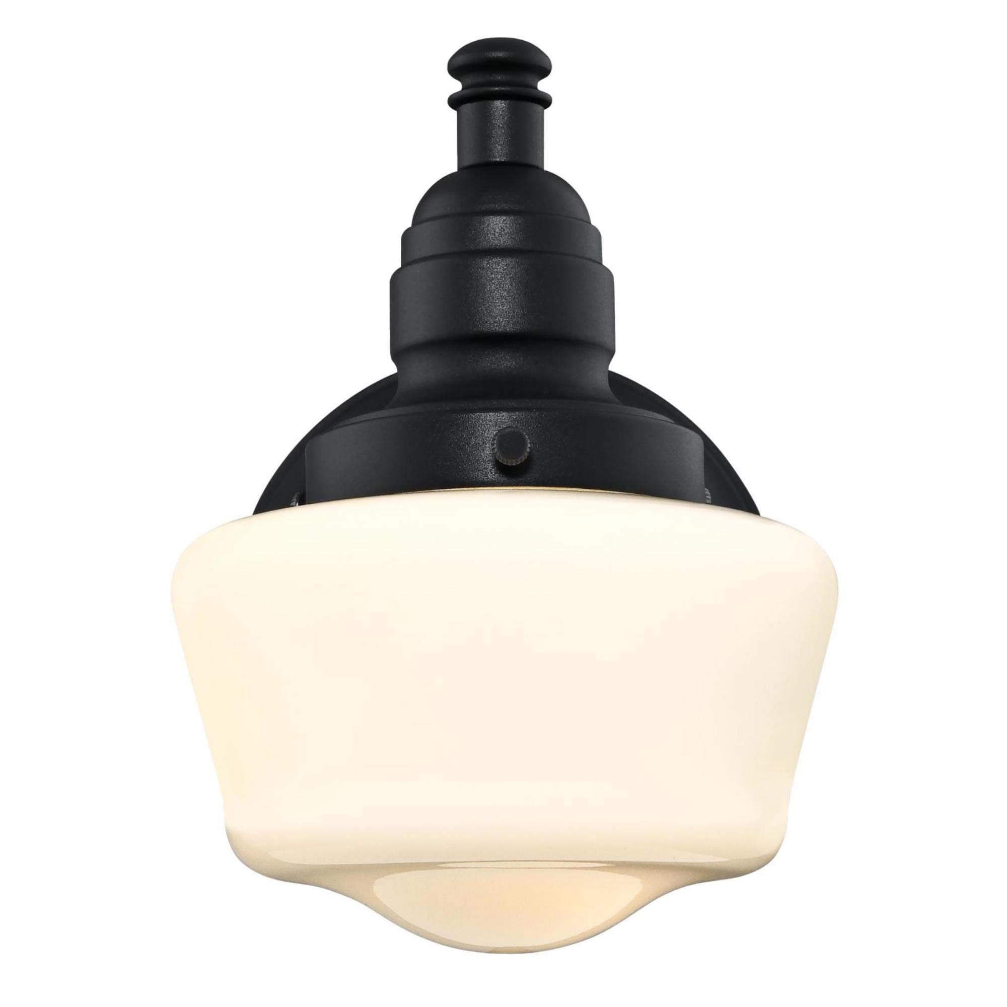 Westinghouse Eddystone One-Light Outdoor Wall Fixture, Alloy Steel, Textured Black, White Opal Glass, Model 6314300, 1-Pack