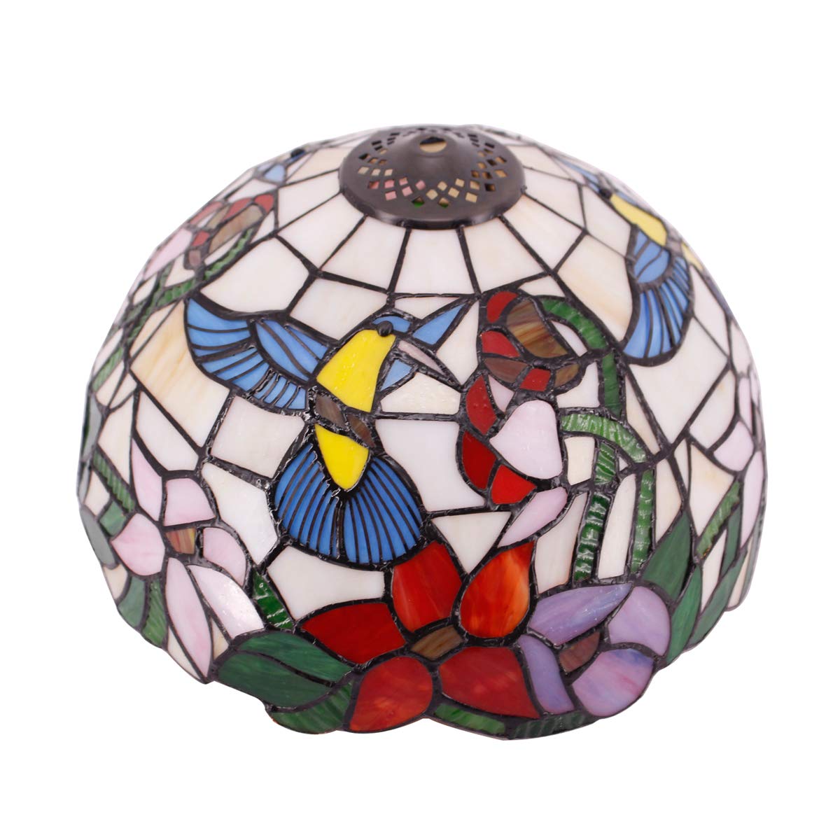 WERFACTORY Tiffany Lamp Shade Replacement, 12x6 Inch, Cream Amber Glass, Hummingbird Style, S101 Series