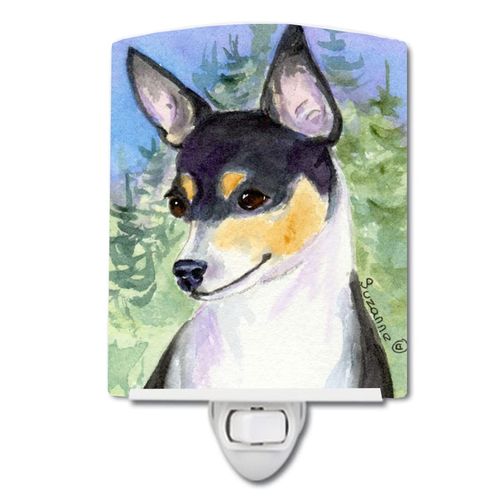Carolines Treasures Ceramic Night Light, Rat Terrier 6x4x3in, UL-Certified, Ideal for Bedroom, Bathroom, Nursery, Multicolor