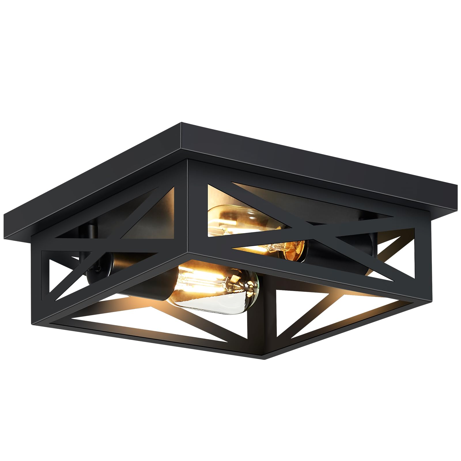 Skejao Black Flush Mount Ceiling Light Fixture,Square Hallway Light Fixtures Ceiling,Light Fixtures Ceiling Mount For Farmhouse,