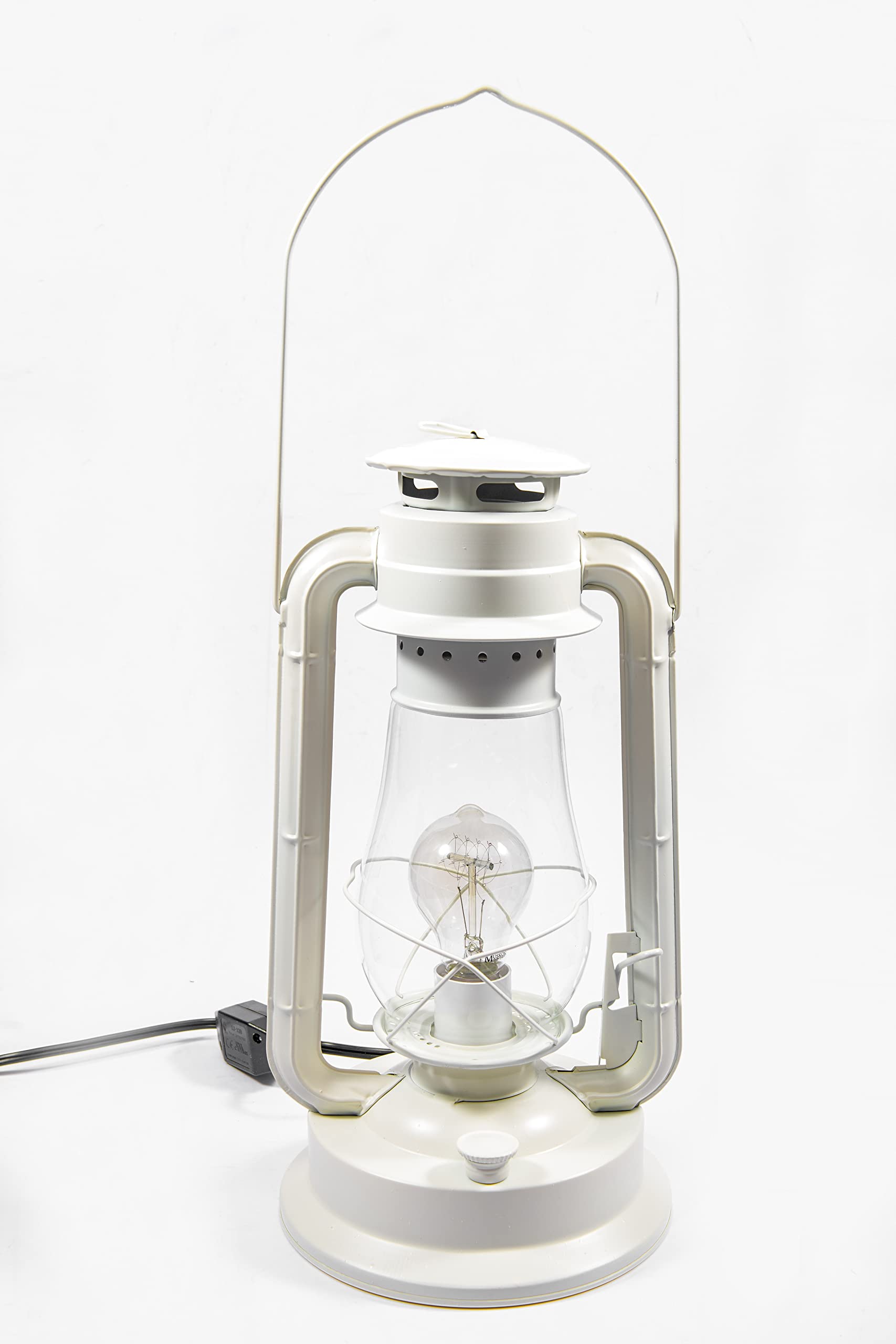 Rustic Farmhouse Lantern Table Lamp: Dimmable, Edison Bulb, Line Cord Dimmer - Large Body, Rustic Finish, UL USA/ULC Canada Safe