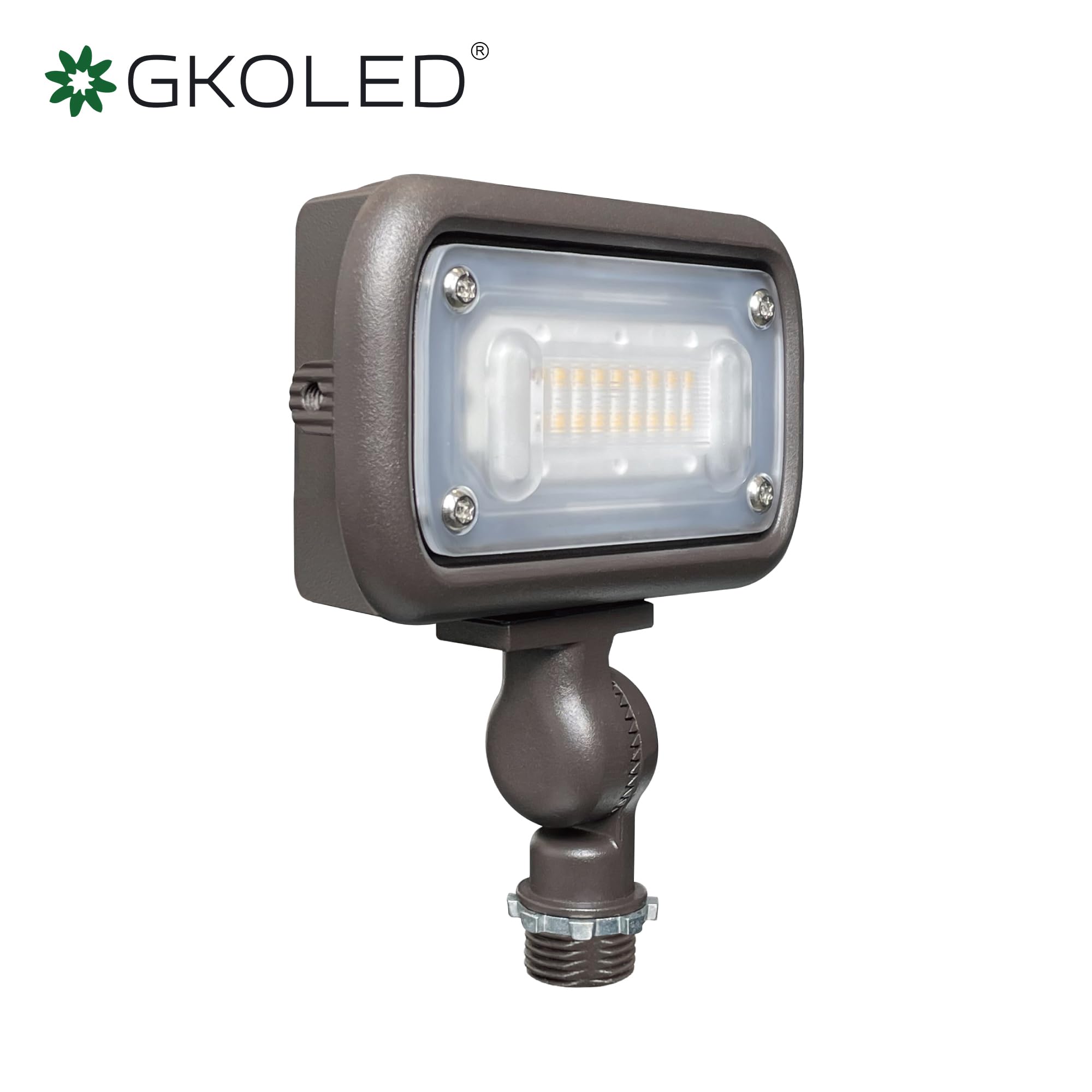 Gkoled 15W Led Floodlight, Outdoor Security Fixture, Waterproof, 1500 Lumens, 50W Mh Equivalent, 5000K Daylight White, 120-277V, Ul-Listed, 5 Years Warranty