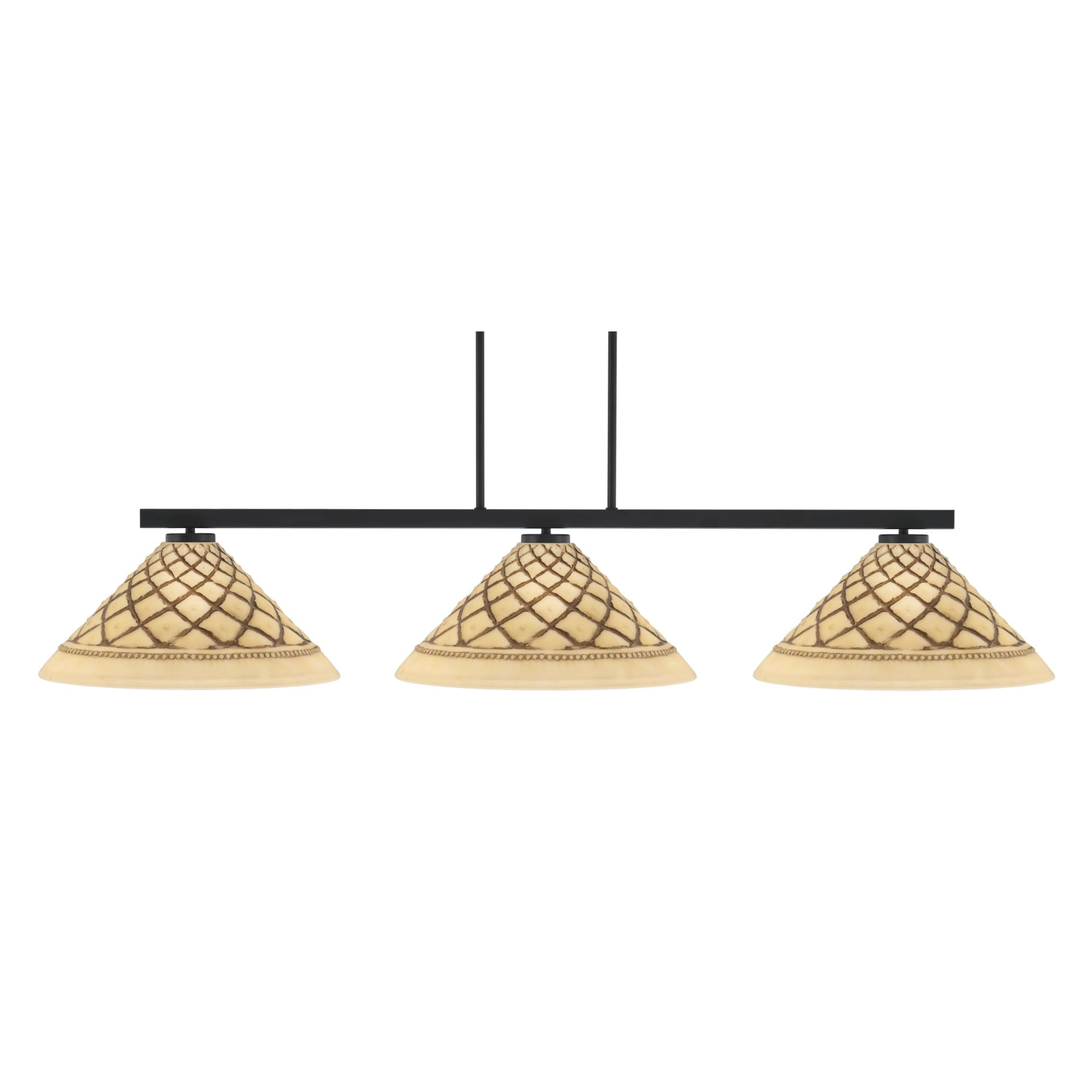 Toltec Lighting Atlas 3 Light Bar - Matte Black Finish, 16in Chocolate Icing Glass