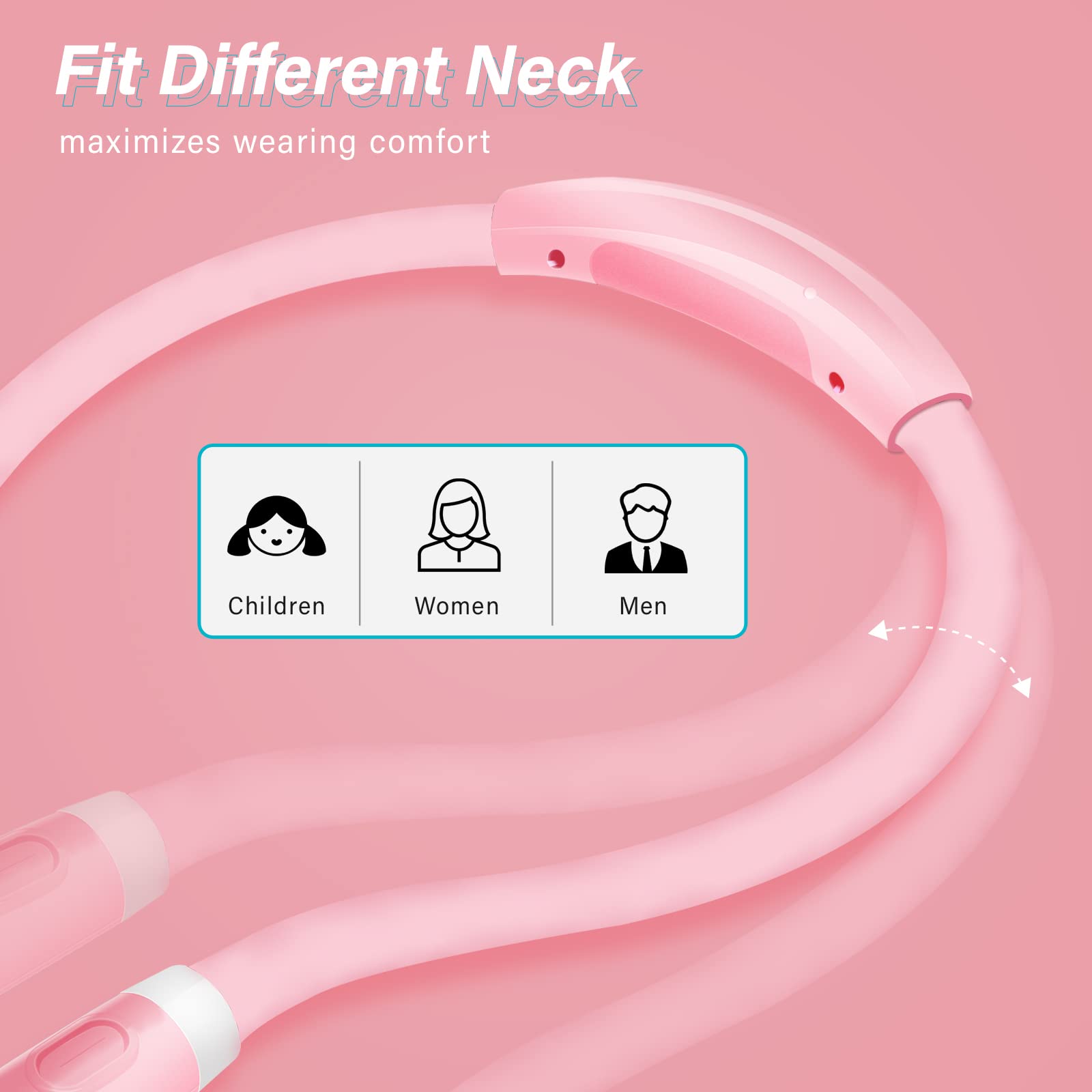 Vekkia Rechargeable LED Neck Reading Light, 3 Brightness Levels, Flexible Silicone Arms, Pink, Model 4LED-NL