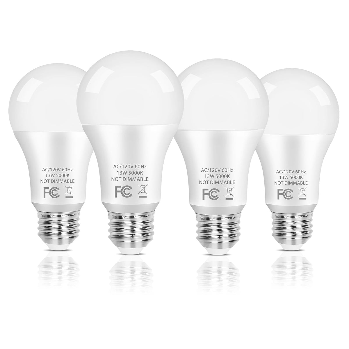 Partphoner A19 Led Light Bulb, 100 Watt Equivalent Led Bulbs, 13W Daylight White 5000K, 1500Lm, E26 Standard Base Non-Dimmable W