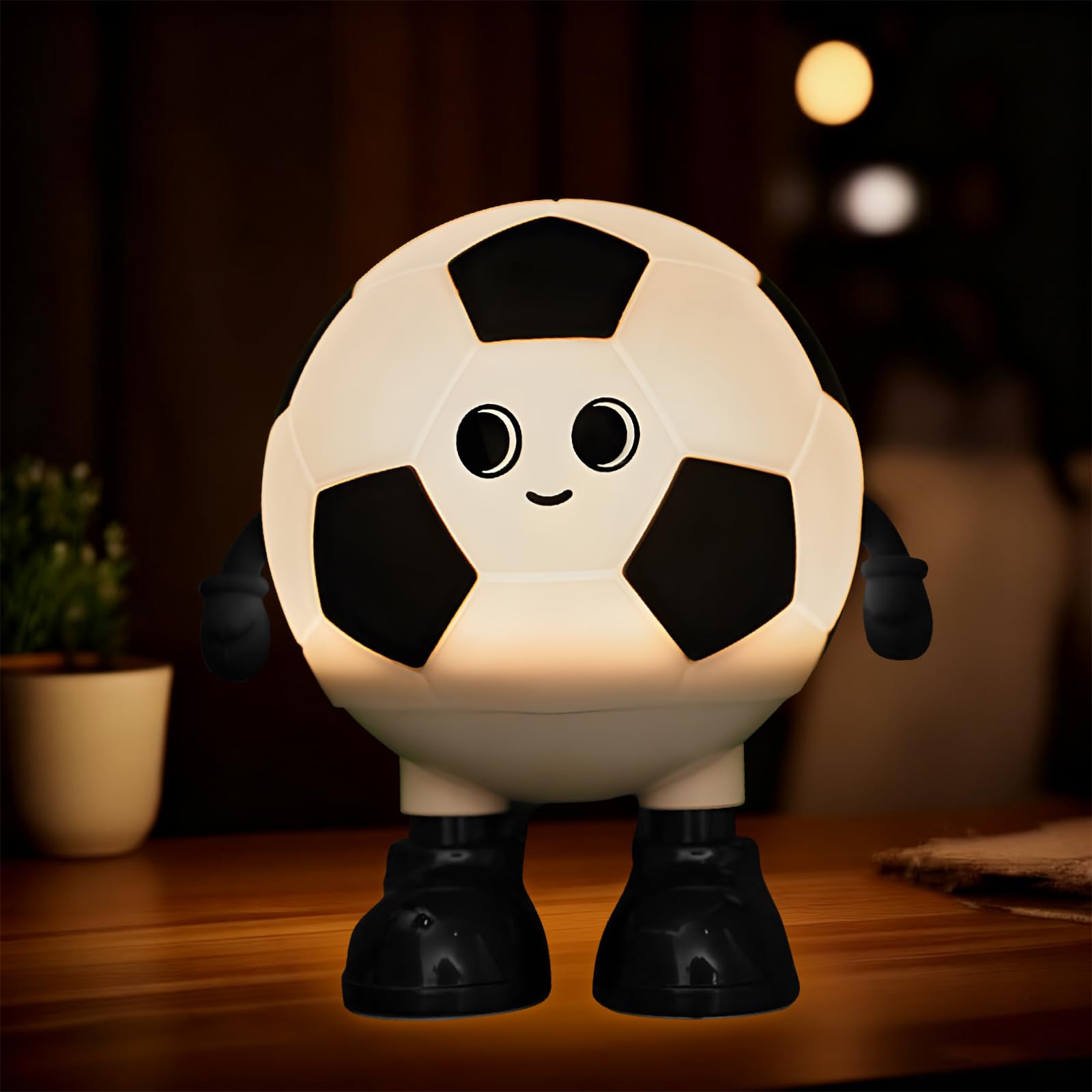 Hpydiy Cute Soccer Ball Fun Night Light - Dimmable Rgb Touch Control Lamp  Usb-C Rechargeable  Stress Relief Toy For Sports Fans  Home Decor And Gift