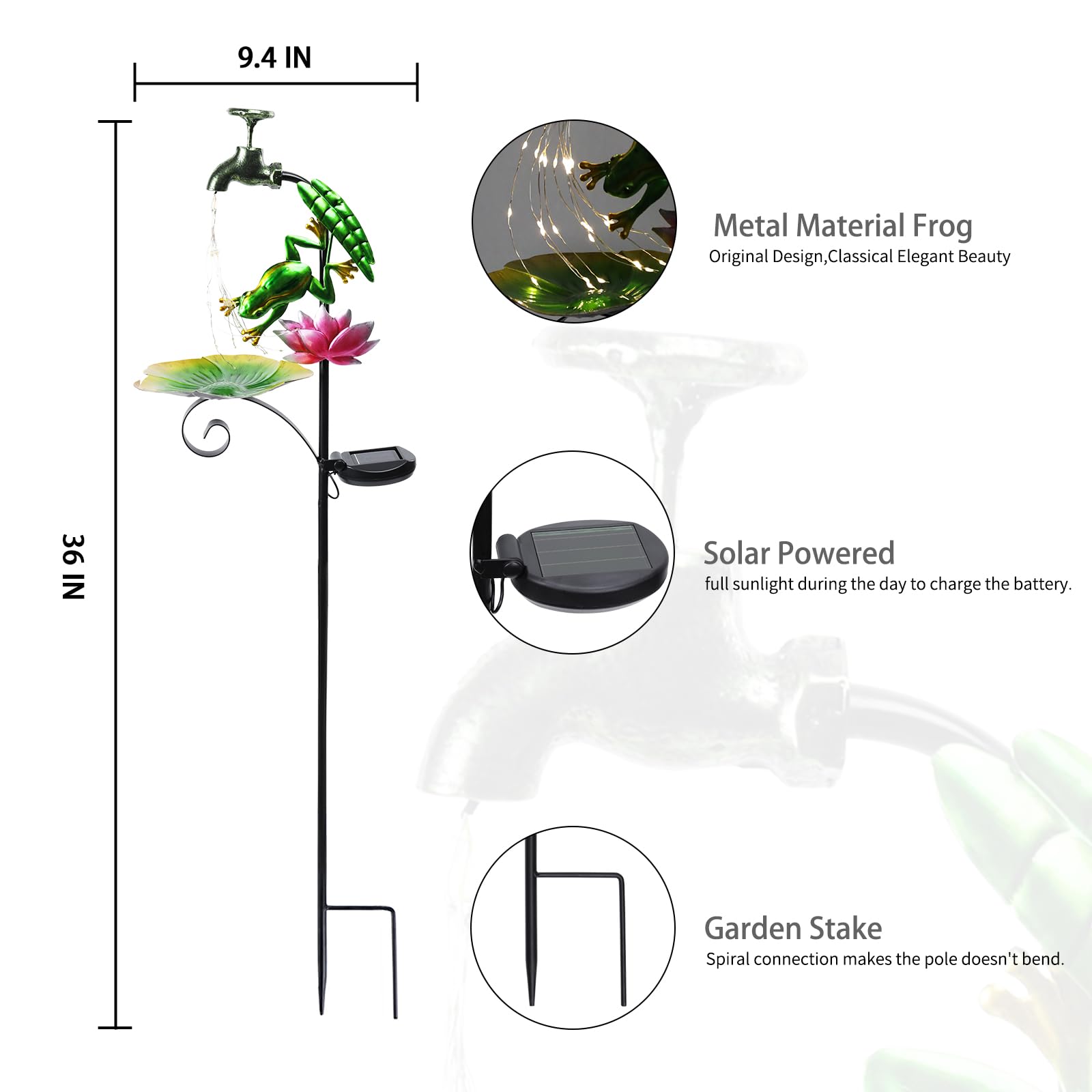 Bshine Frog Solar Outdoor Garden Lights  Waterproof Metal Solar Garden Stakes For Pathways  Poolside  Backyard Decorations  Yard Art  Lawn Decorations  Frog Gift For Mom