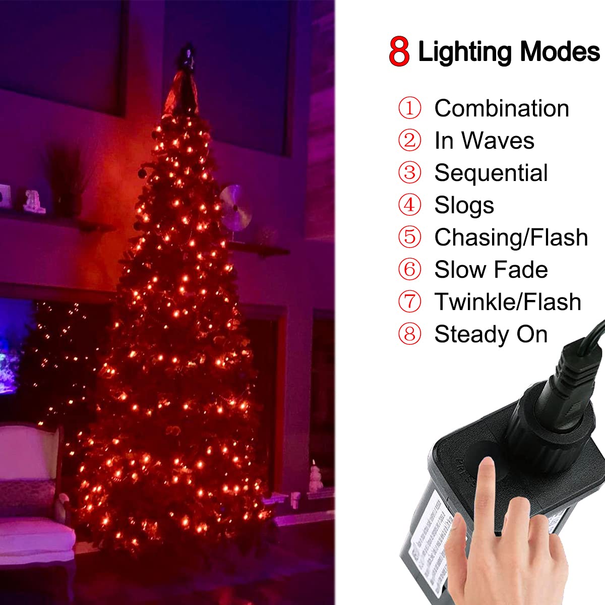 Halloween Indoor String Lights Orange - 220 Leds 82Ft/25M Memory Function 8 Modes End-To-End Plug In Outdoor Waterproof Fairy Twinkle Tree Fall Lights For Autumn/Thanksgiving Day/All Saints Day/Yard