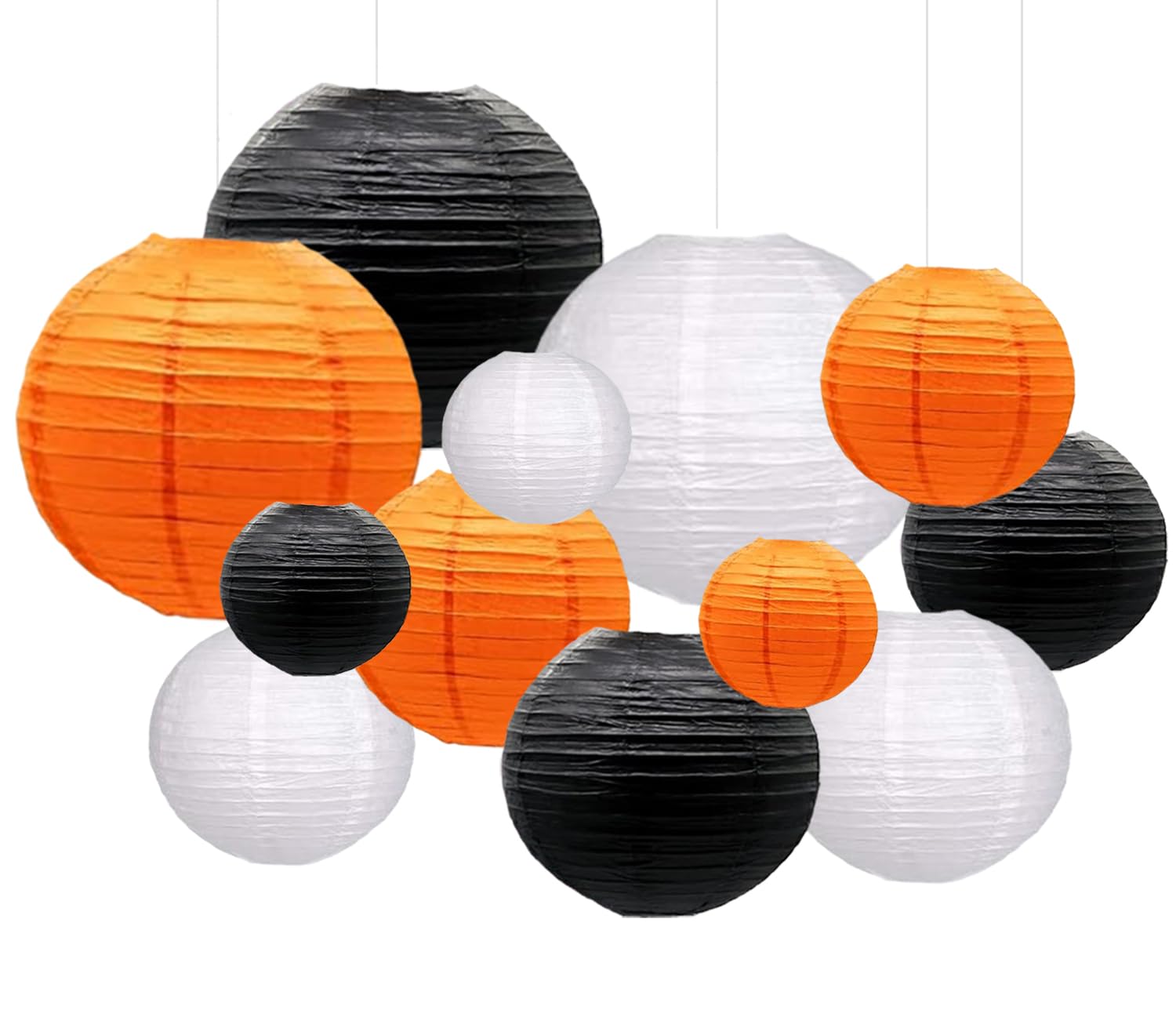 Capesaro Orange Black White Paper Lanterns Decorative 12Pcs Halloween Hanging Decorations For Graduation Thanksgiving Birthday Party Decorations