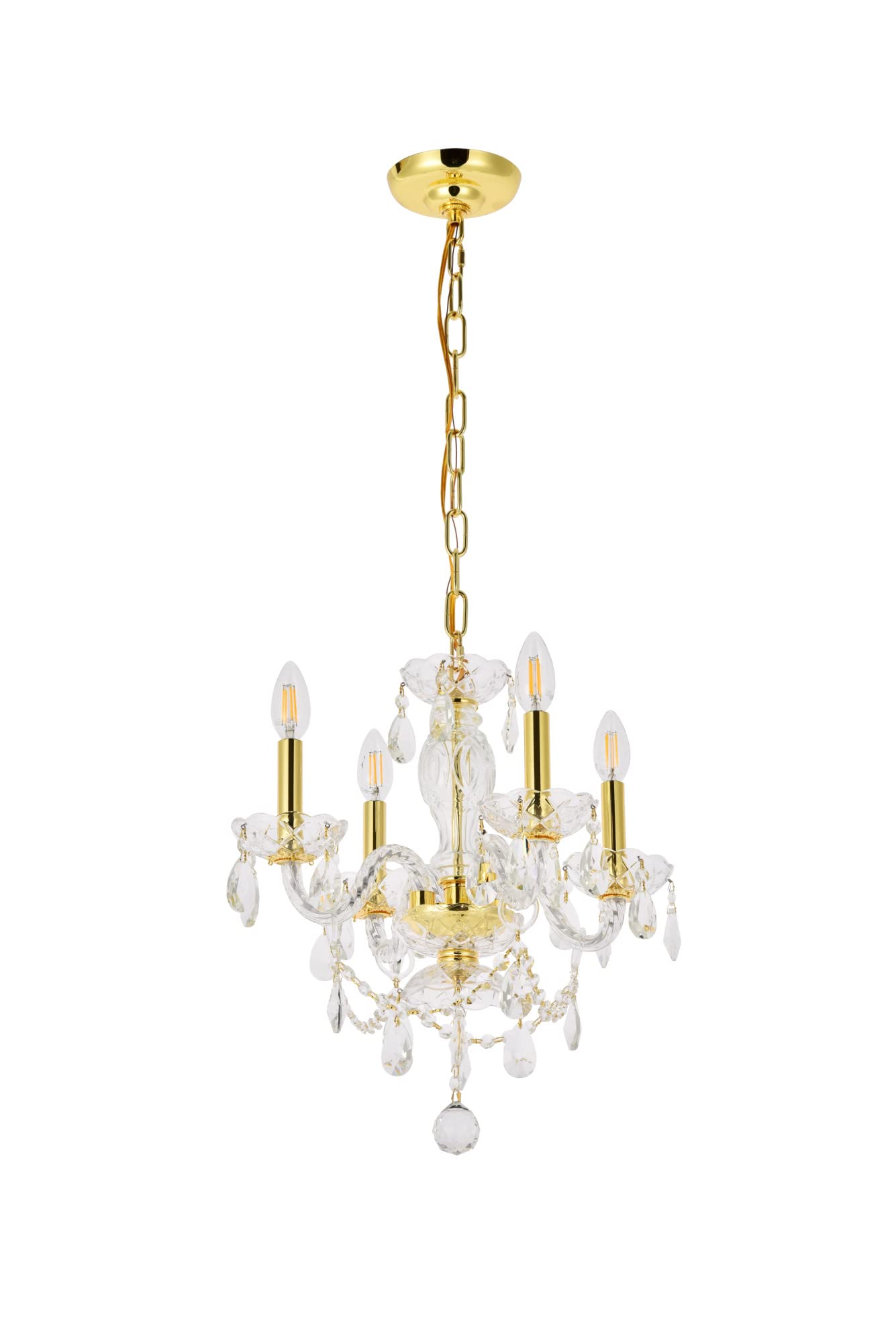 Elegant Lighting Value Princeton 4 Light Chrome Pendant Clear Royal Cut Crystal