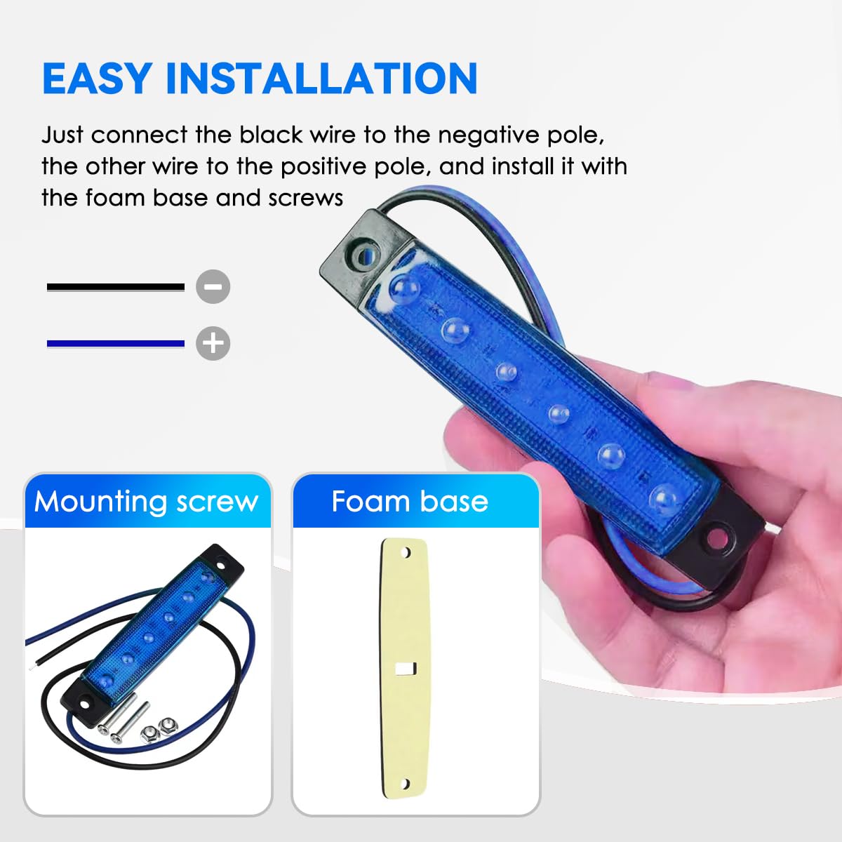 10Pcs Blue 6 Led Marine Boat Lights 12V Cockpit Navigation Lighting Waterproof Boat Interior Lights Deck Courtesy Light Navigati