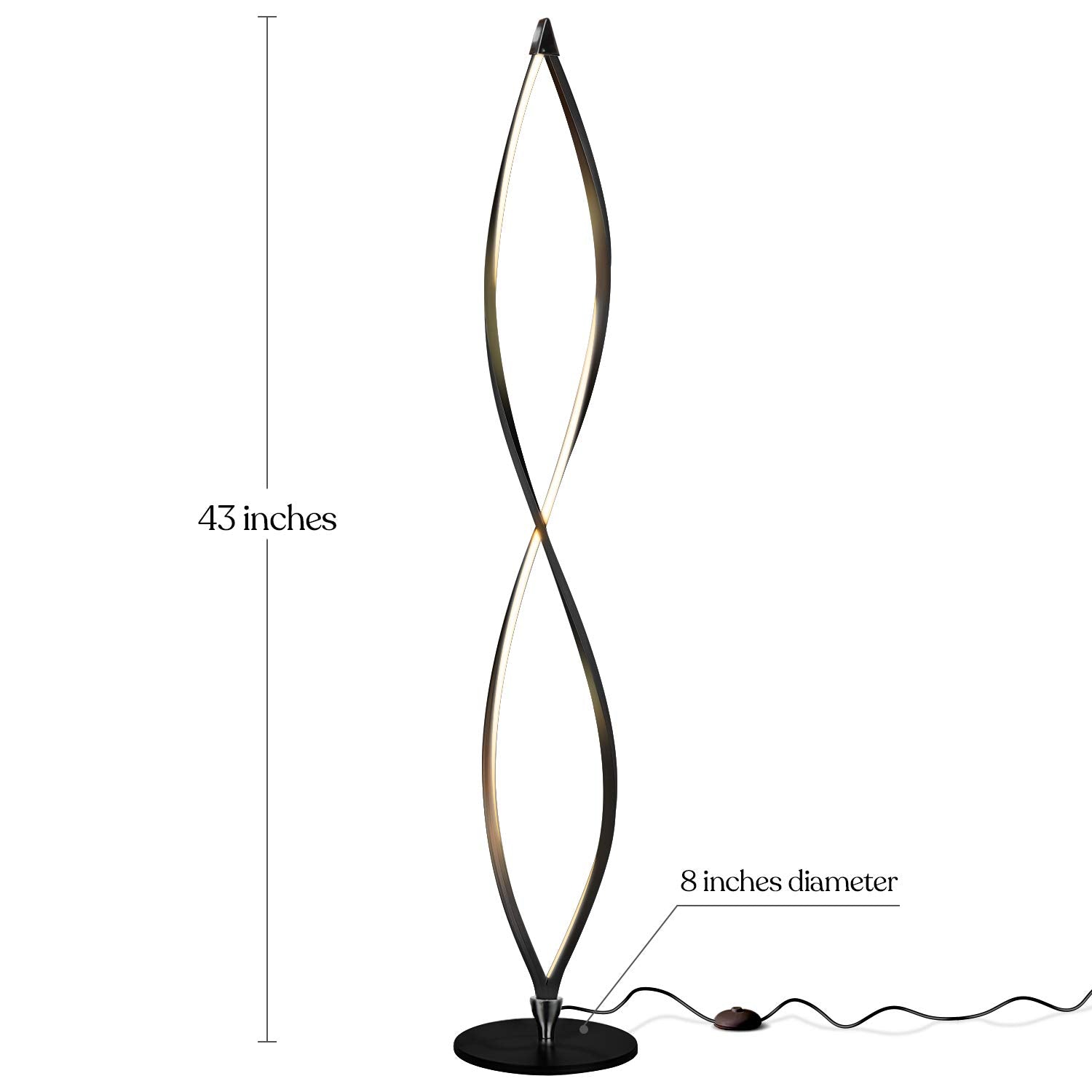 Brightech Twist Floor Lamp, Bright Tall Lamp For Offices, Modern Led Spiral Lamp For Living Rooms, Dimmable Standing Lamp With S