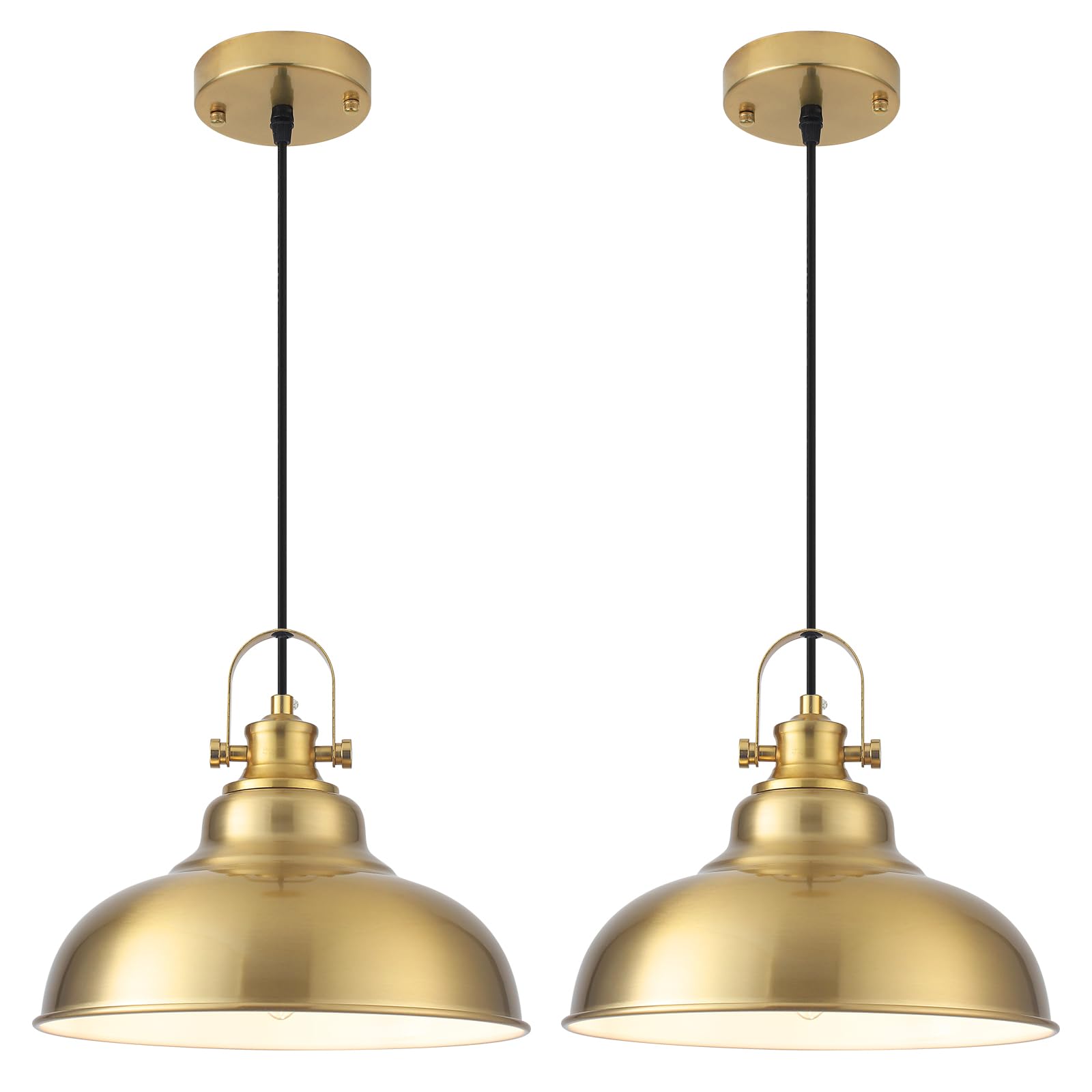 GUIHUALOVE Gold Pendant Lights  11.41 Inch Gold Pendant Light Kitchen Island  Dome Pendant Lights 2 Pack  Farmhouse Kitchen Pendant Light for Kitchen Island  Dining Room  Living Room