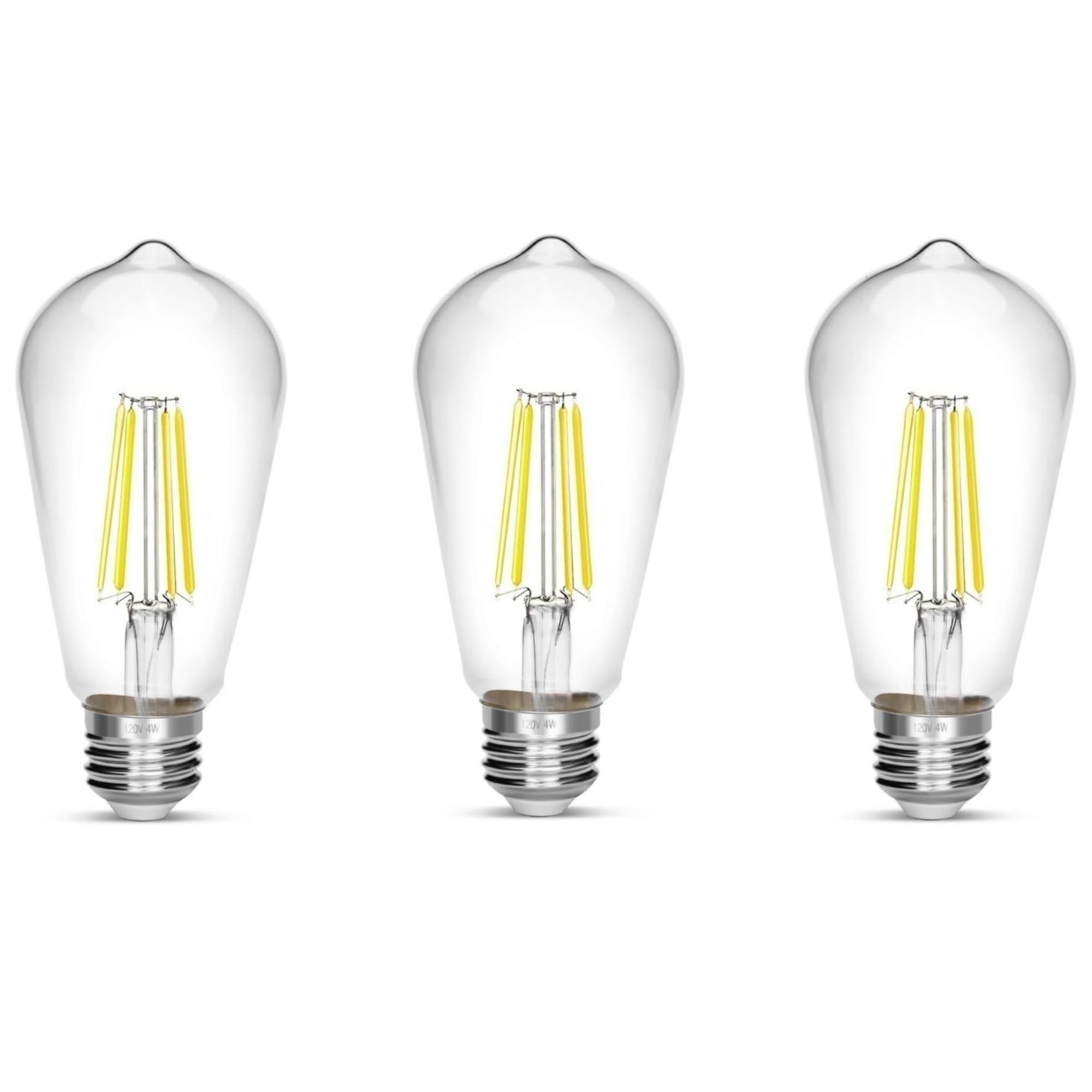 NOTOC LED Edison Bulb, Antique 40W, E26, Non-Dimmable, 450 Lumens, Daylight 4000K, Pack of 3, Glass