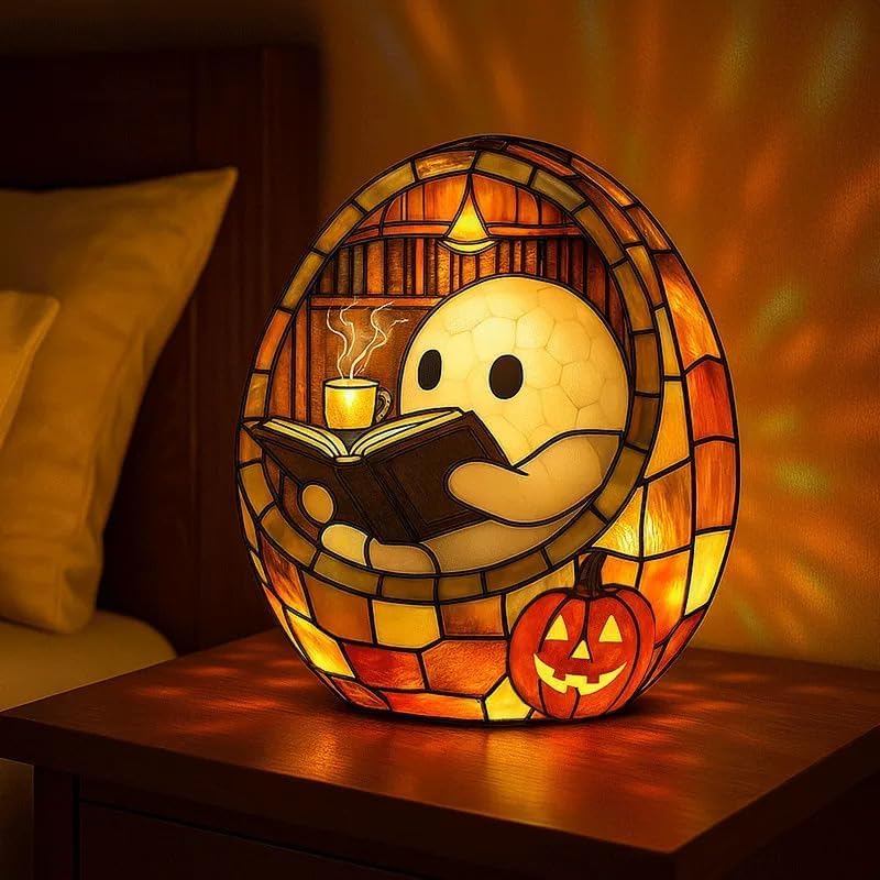 Clussbin Halloween Party Ghost Bubble Bath Lamp, Halloween Ghost Night Light, Cute LED Lamp for Bathroom Decor, Ghost-Themed Bat