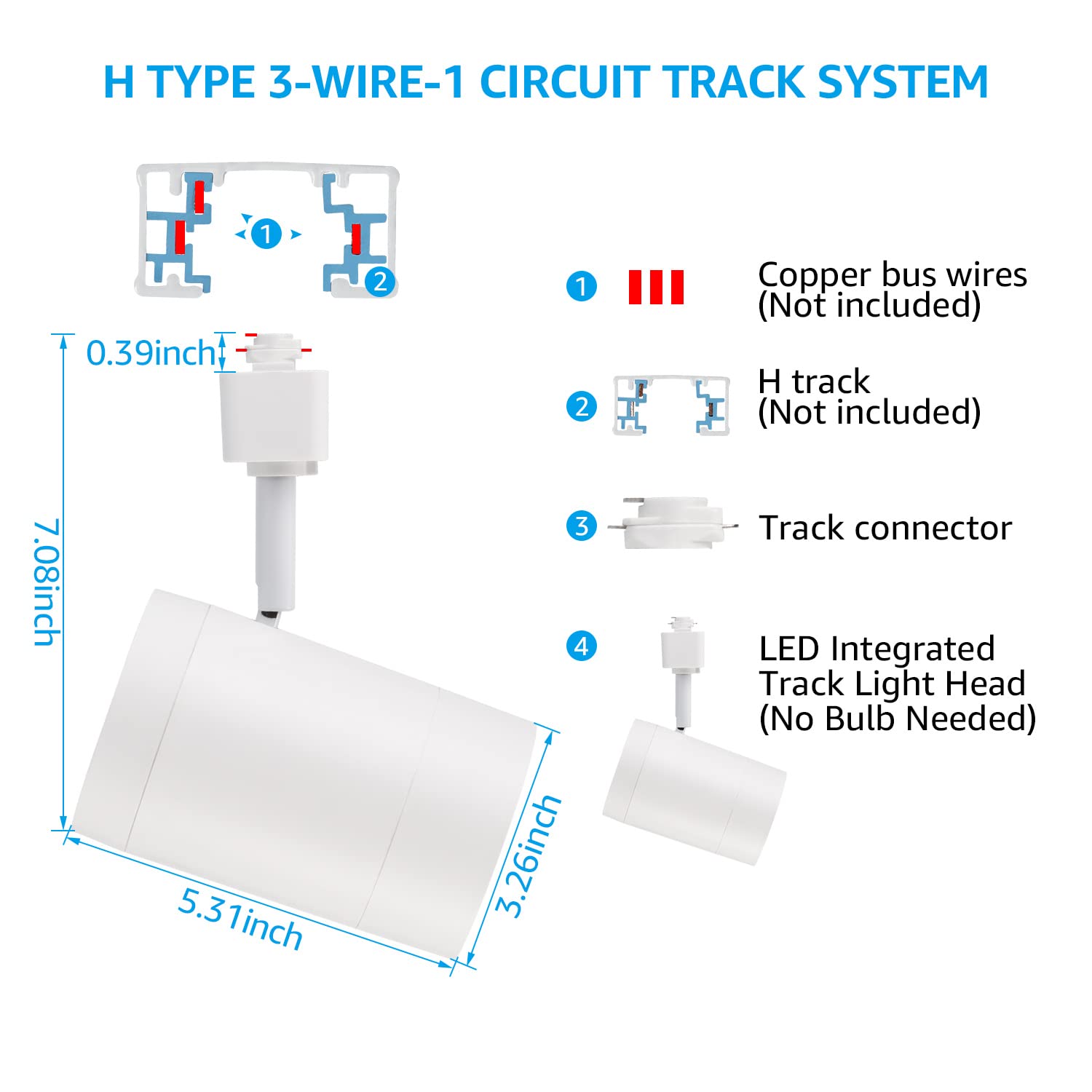 LEONLITE LED Track Lighting Heads, 17.5W, Dimmable, 1200LM, 3000K Warm White, 7.08 Inch, Model DBTL-D