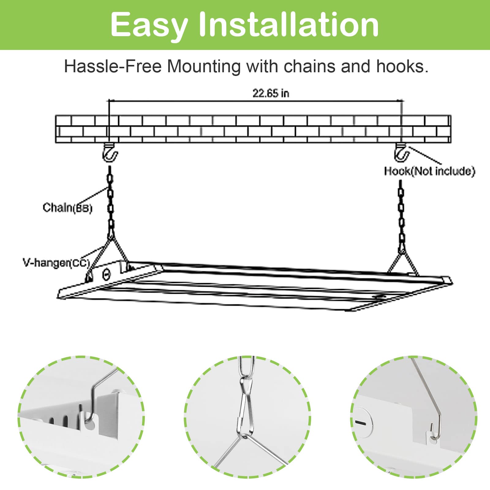 Hykolity 2Ft Led Linear High Bay Shop Light, 150W 19500Lm Led Shop Light Fixture, 130Lm/W, 100-277V, 0-10V Dim, 5000K, Linear Ha