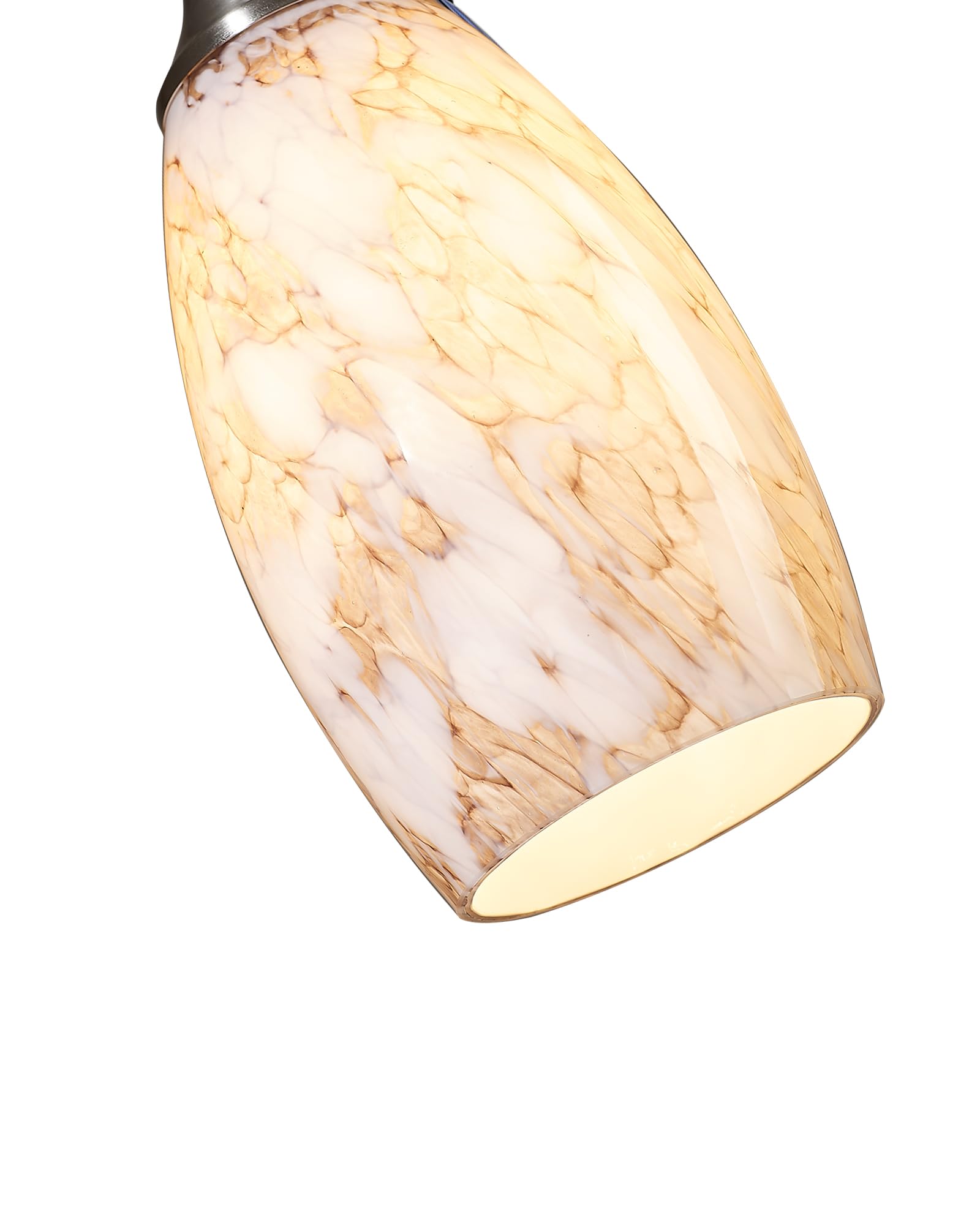 Karyfine Mini Pendant Lights Kitchen Island Brown Ripple Glass Lamp Shade Hand Blown Glass Pendant Light With Brush Nickel Finis