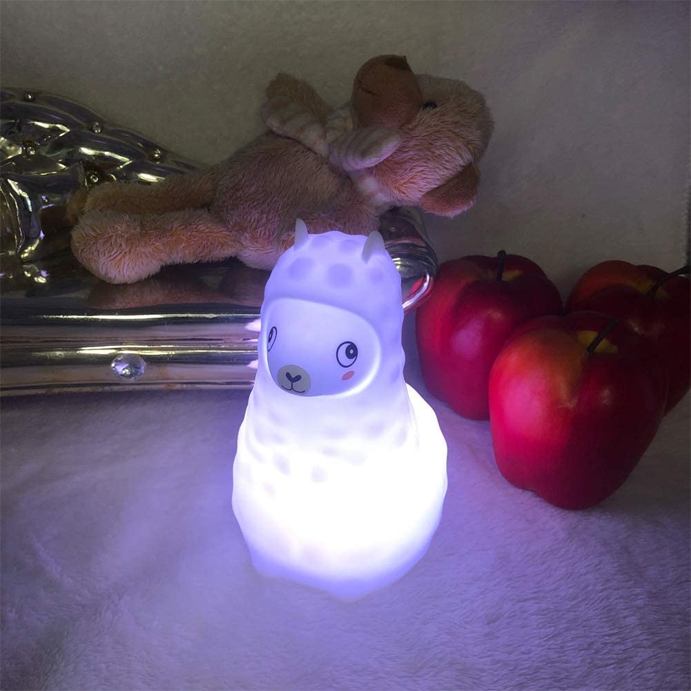 Tianhaixing Kids Night Light, Rechargeable Silicone LED Lamp, Adjustable Brightness & Colors, Model THX884, White