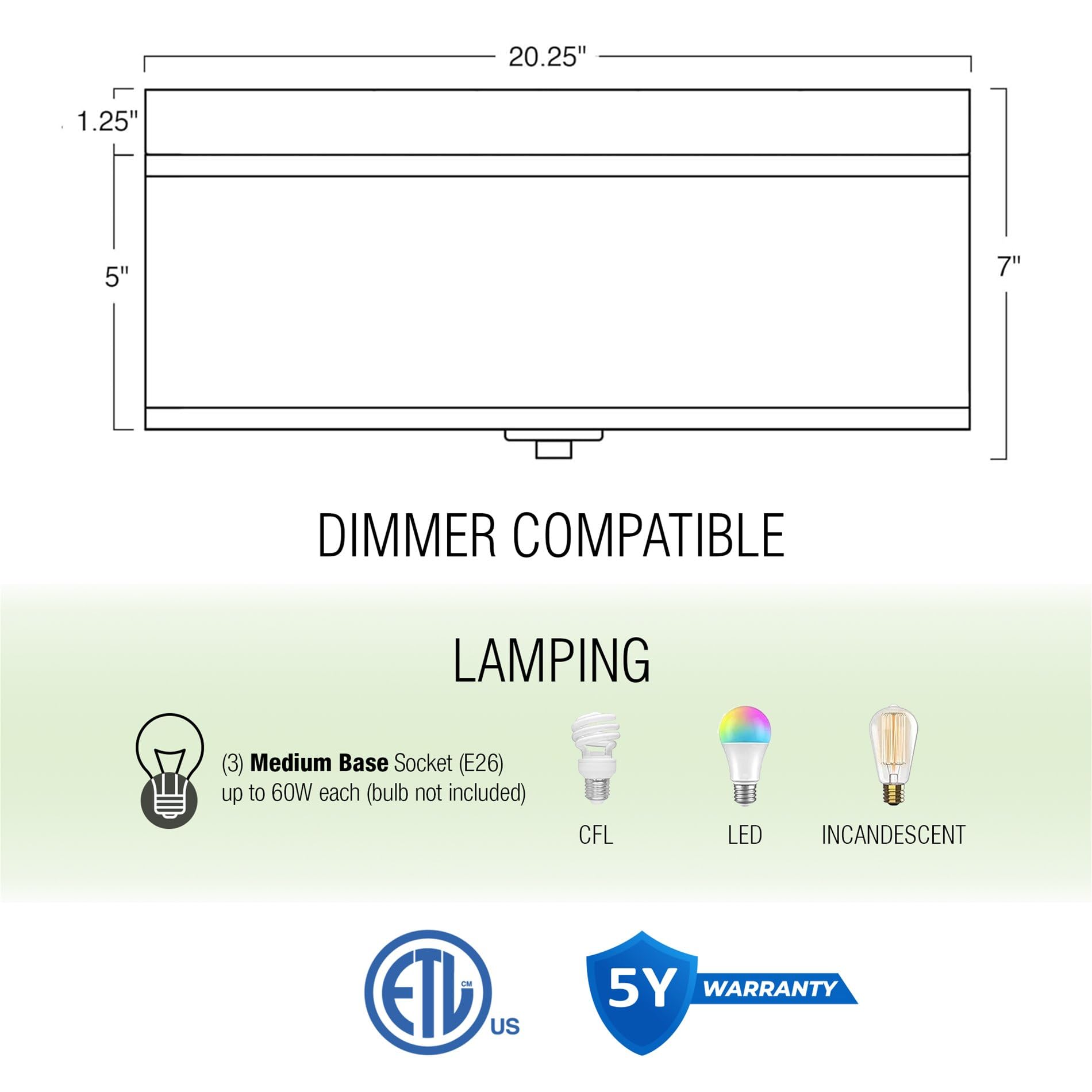 Kira Home Walker 20'' Large Mid-Century Modern 3-Light Flush Mount Ceiling Light, White Fabric Shade + Round Glass Diffuser, Bru