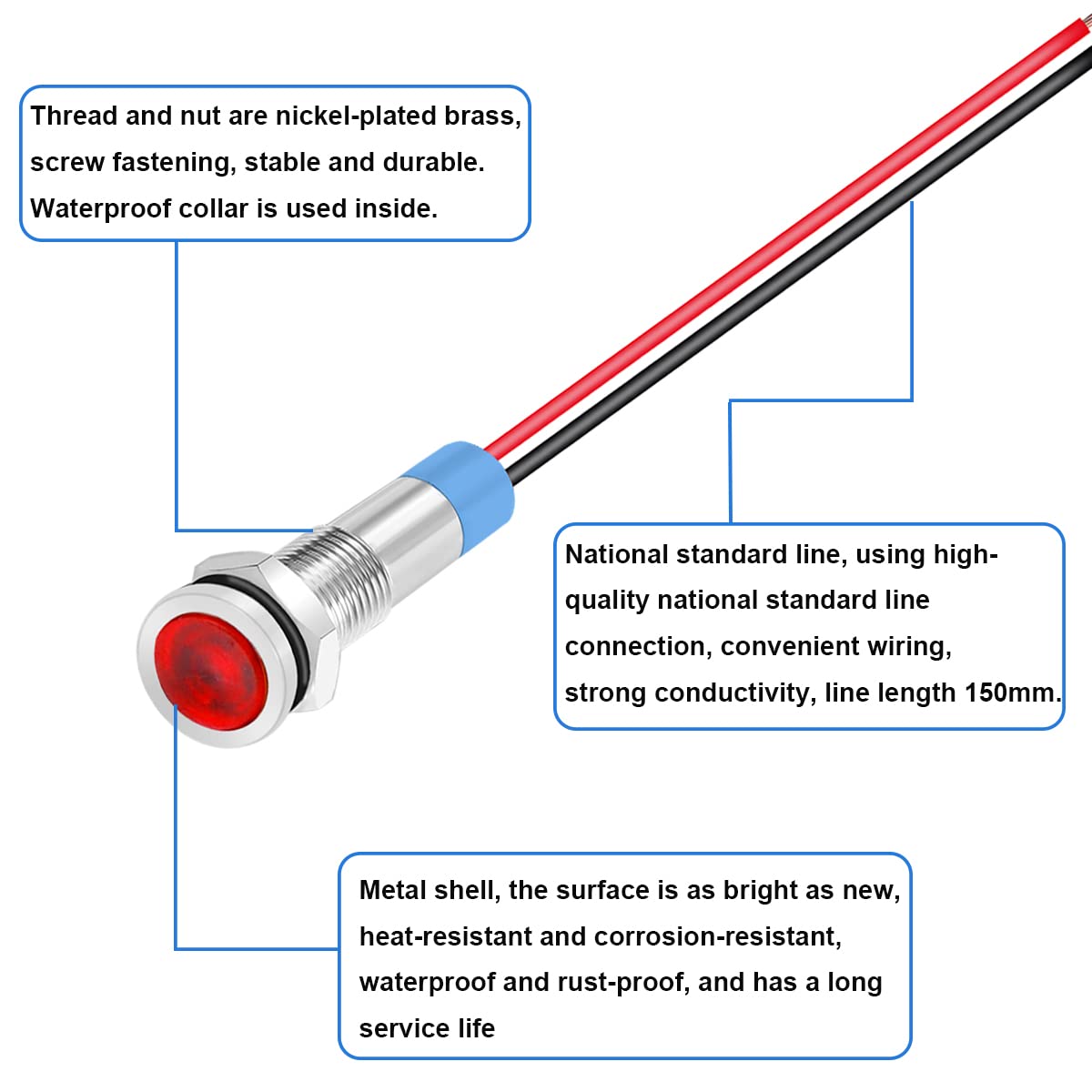 Smseace 5Pack 1/4''(6Mm) Ac/Dc12-24V Led Indicator Light Waterproof Ip65 24 Volt Led Lights Metal Pilot Lamp Lights Red Panel Led Indicator Signal Light